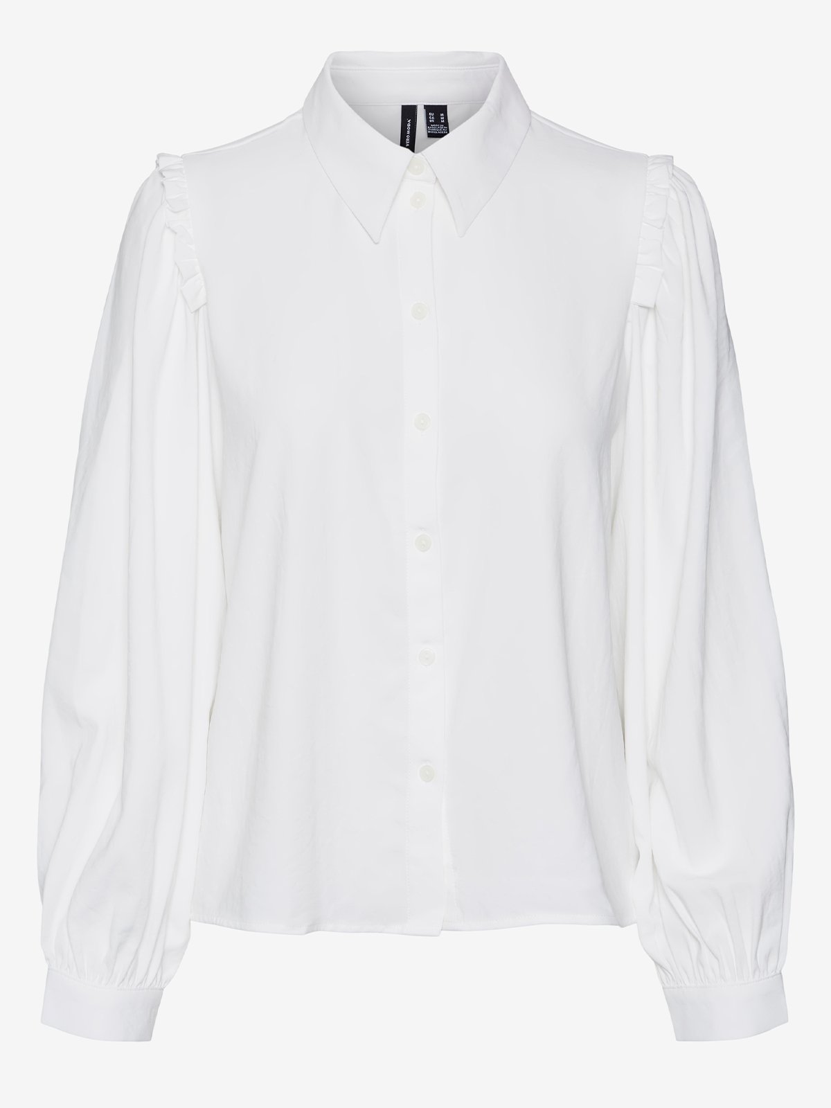 Vero Moda Ani Long Sleeve Frill Shirt Snow White