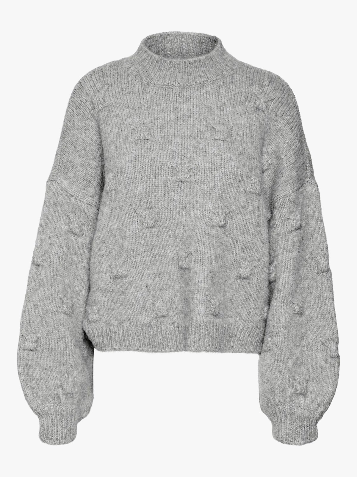 Vero Moda Gail Long Sleeve Highneck Pullover Light Grey Melange