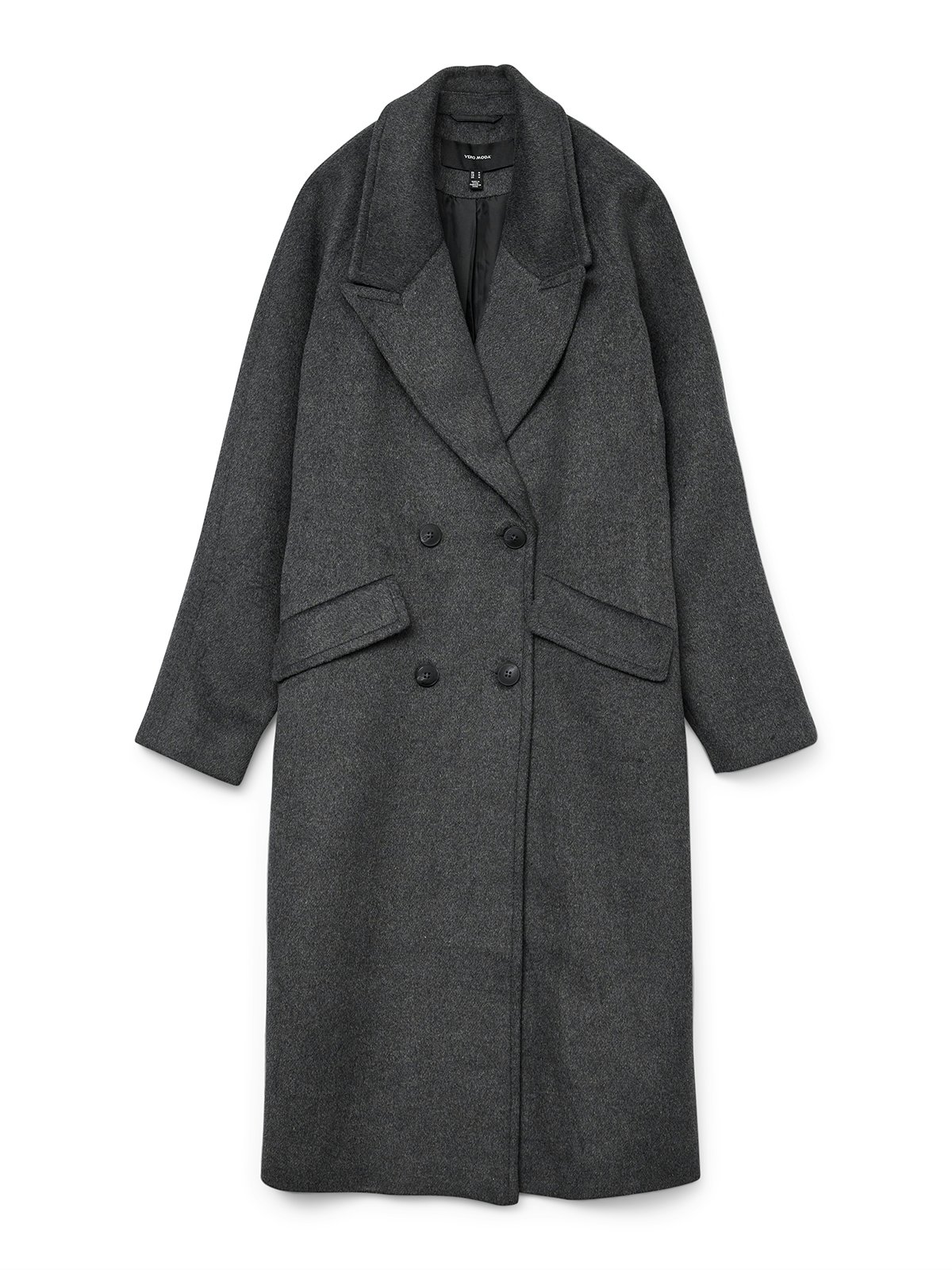 Vero Moda Harper Long Wool Coat Dark Grey Melange
