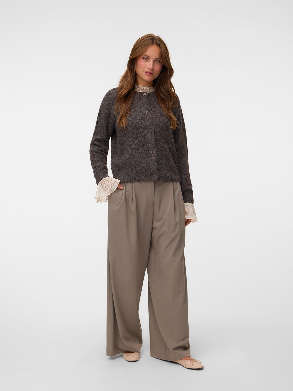 Vero Moda Novah Long Sleeve O-Neck Button Cardigan Chocolate Torte