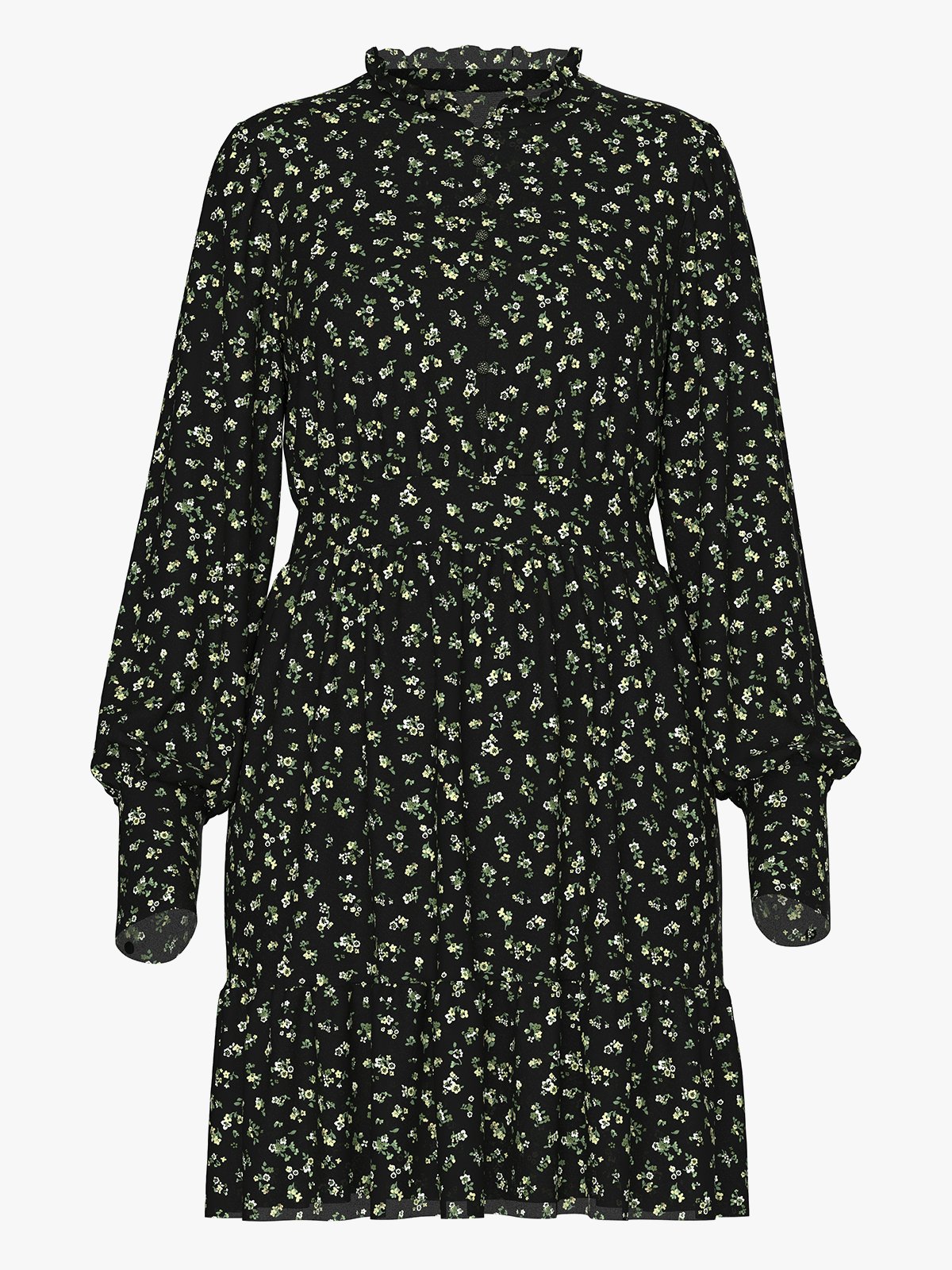 Vero Moda Aware Noelle Long Sleeve High Neck Short Dress Black / Basil