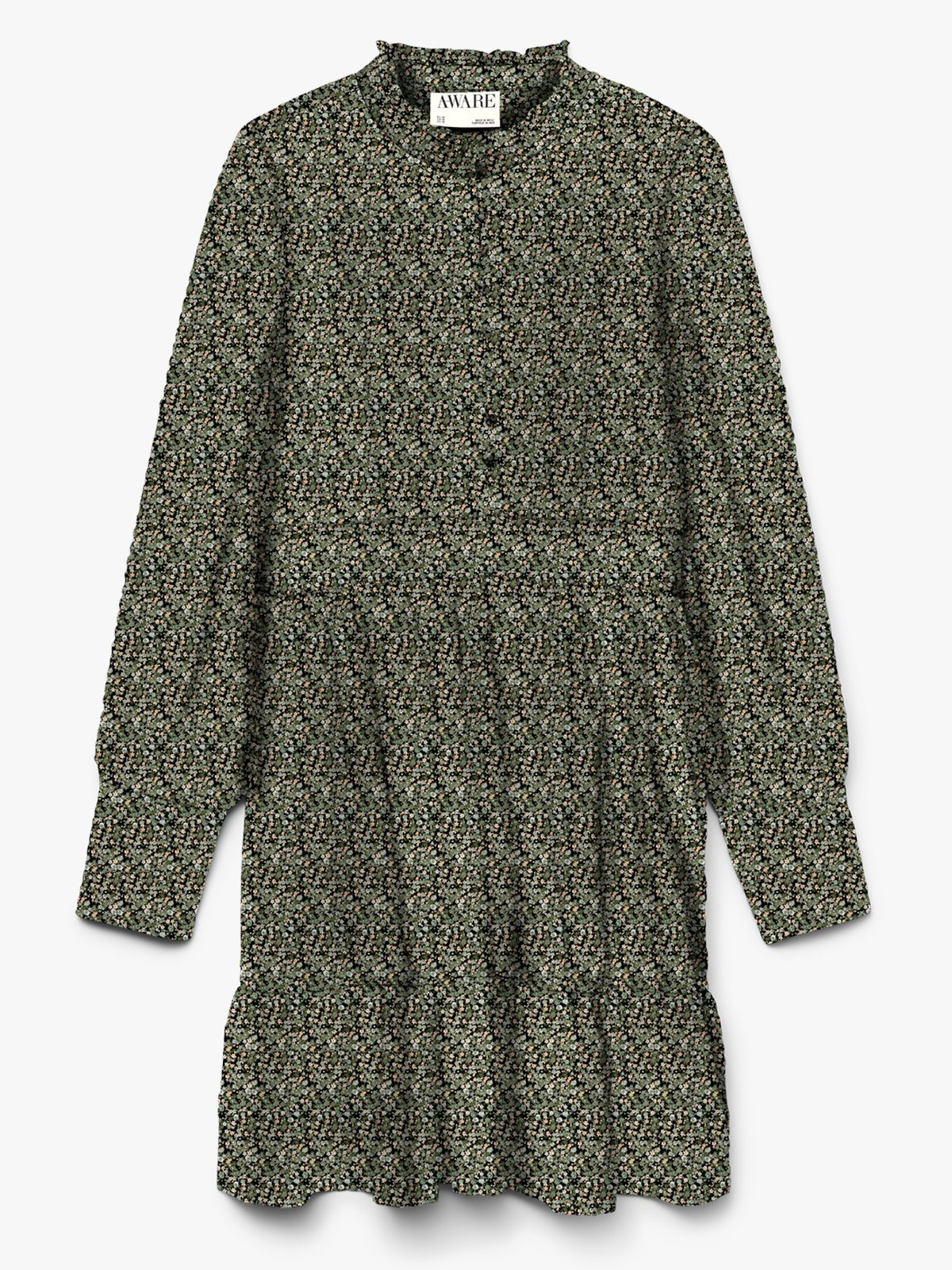 Vero Moda Aware Noelle Long Sleeve High Neck Short Dress Black All Over Print Leona