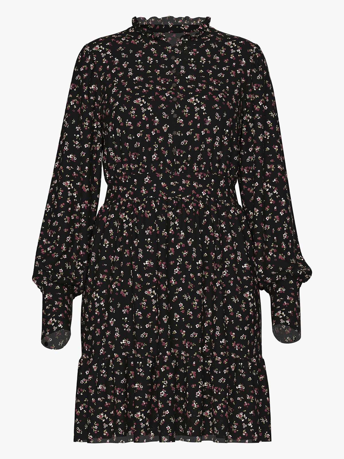 Vero Moda Aware Noelle Long Sleeve High Neck Short Dress Black / Zinfandel