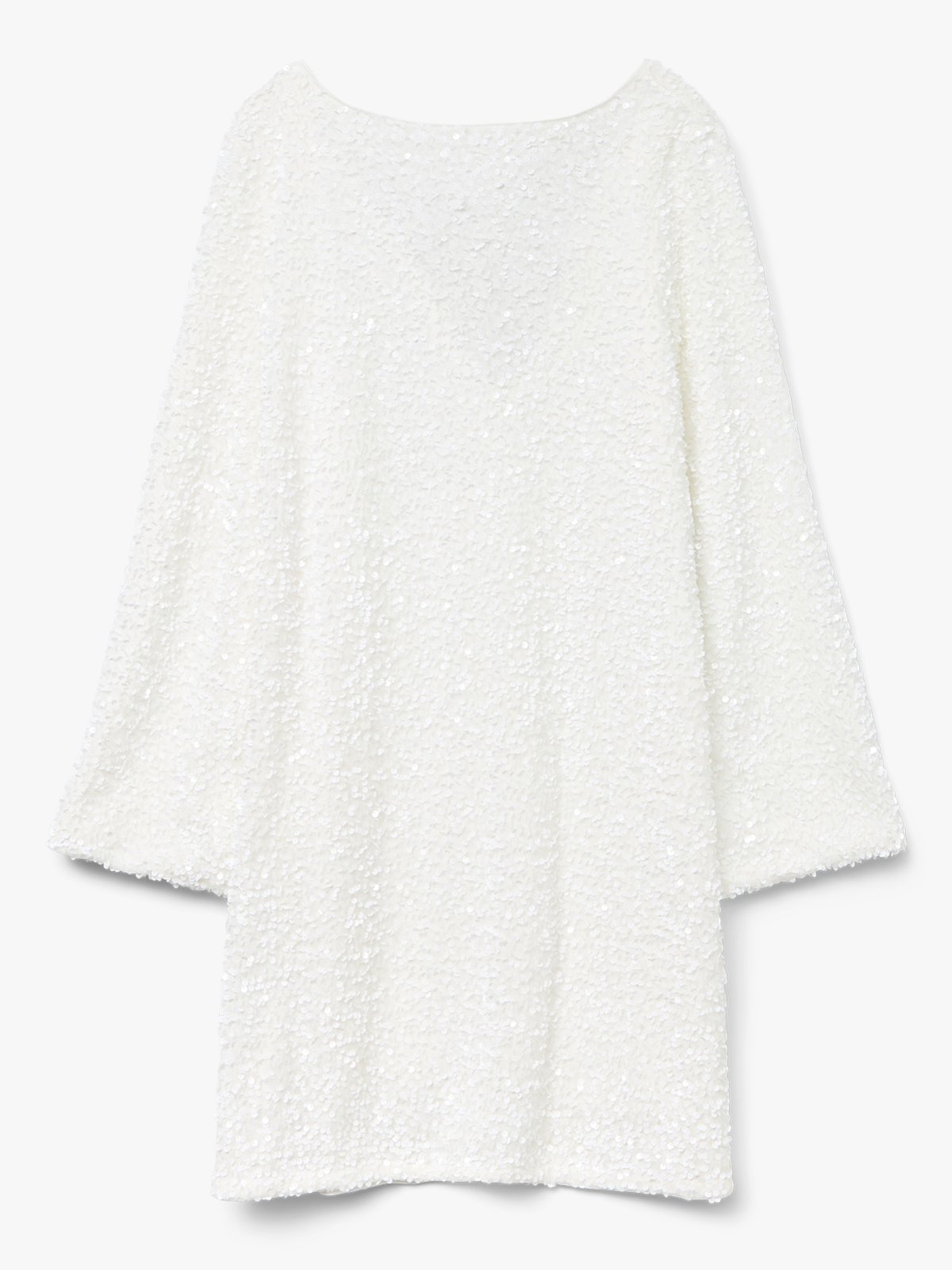 Vero Moda Etta Long Sleeve Boatneck Short Bow Dress Snow White Sequins