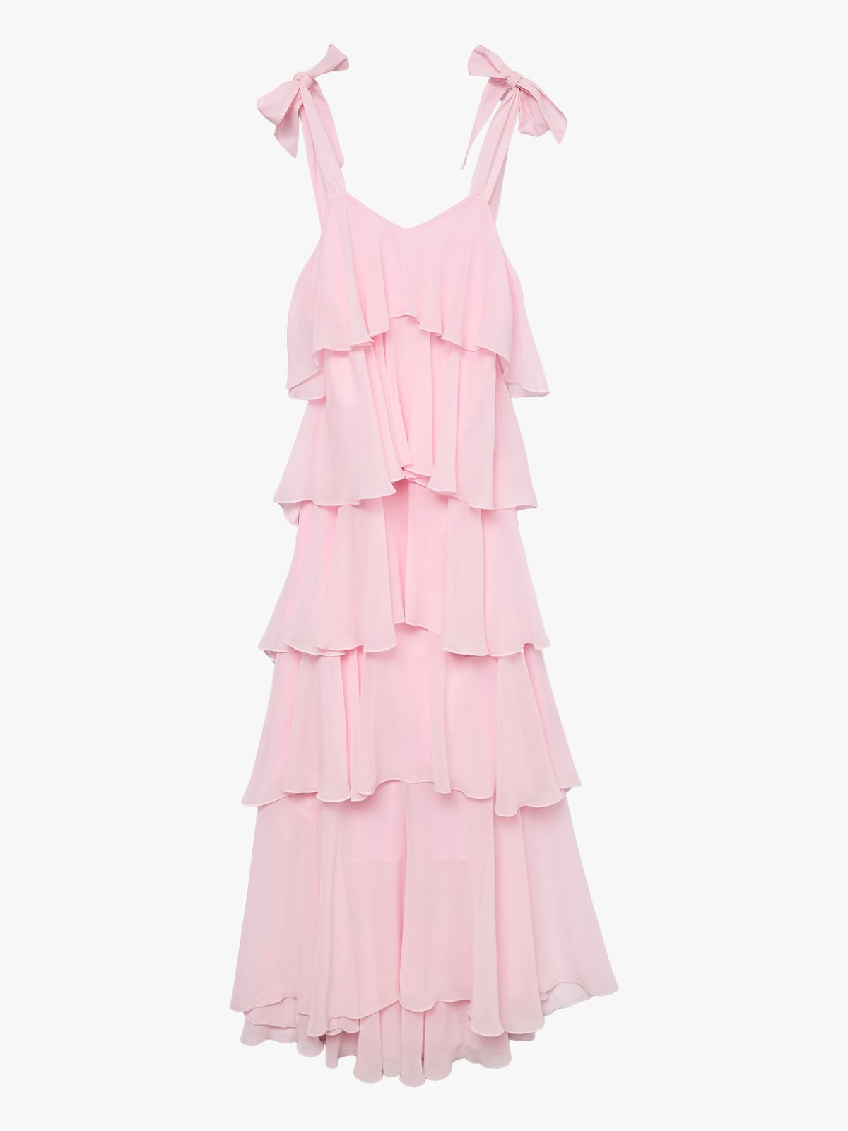 Vero Moda Felicia Tiestrap Ruffle Maxi Dress Cherry Blossom