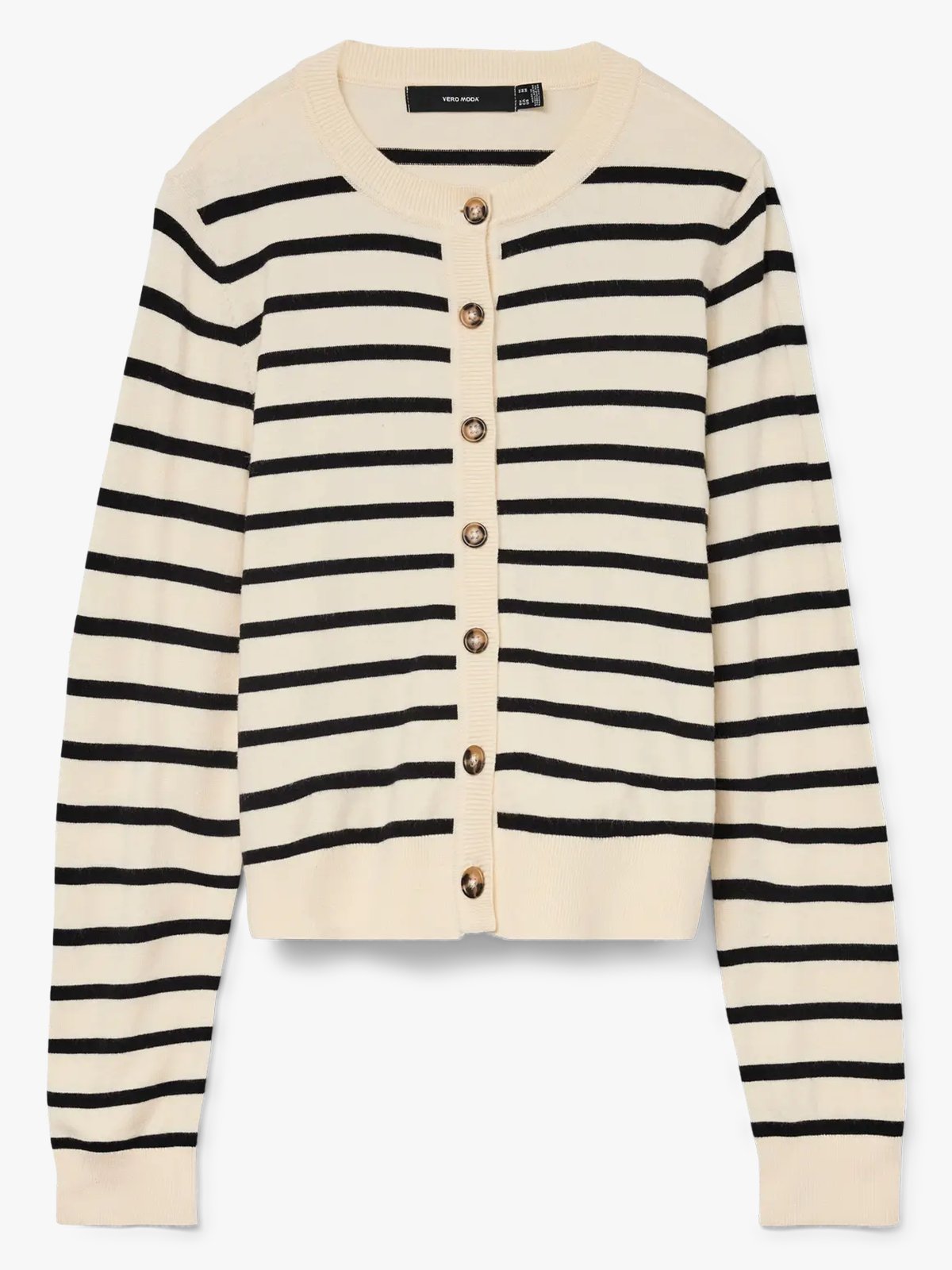 Vero Moda Saba Plain Long Sleeve O-Neck Cardigan Birch W.Black