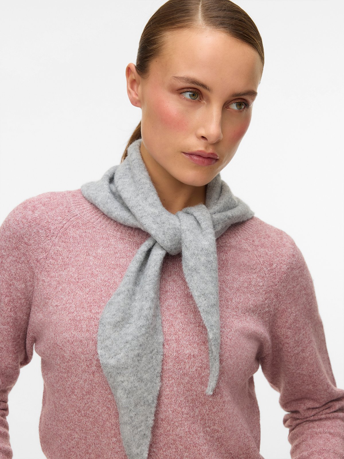 Vero Moda Lina Small Triangle Scarf Light Grey Melange