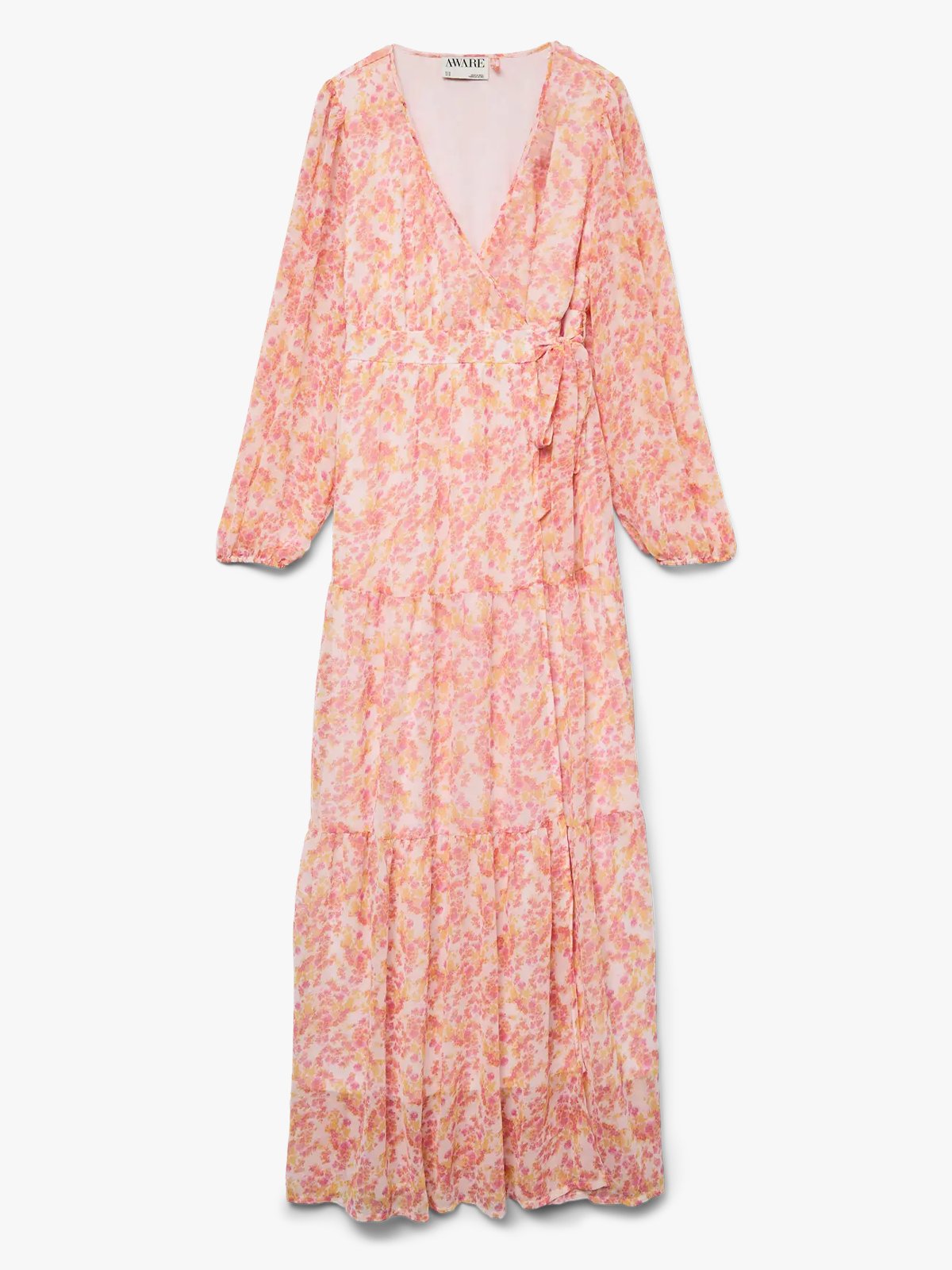 Vero Moda Aware Audora Long Sleeve Long Frill Wrap Dress Barely Pink Palma