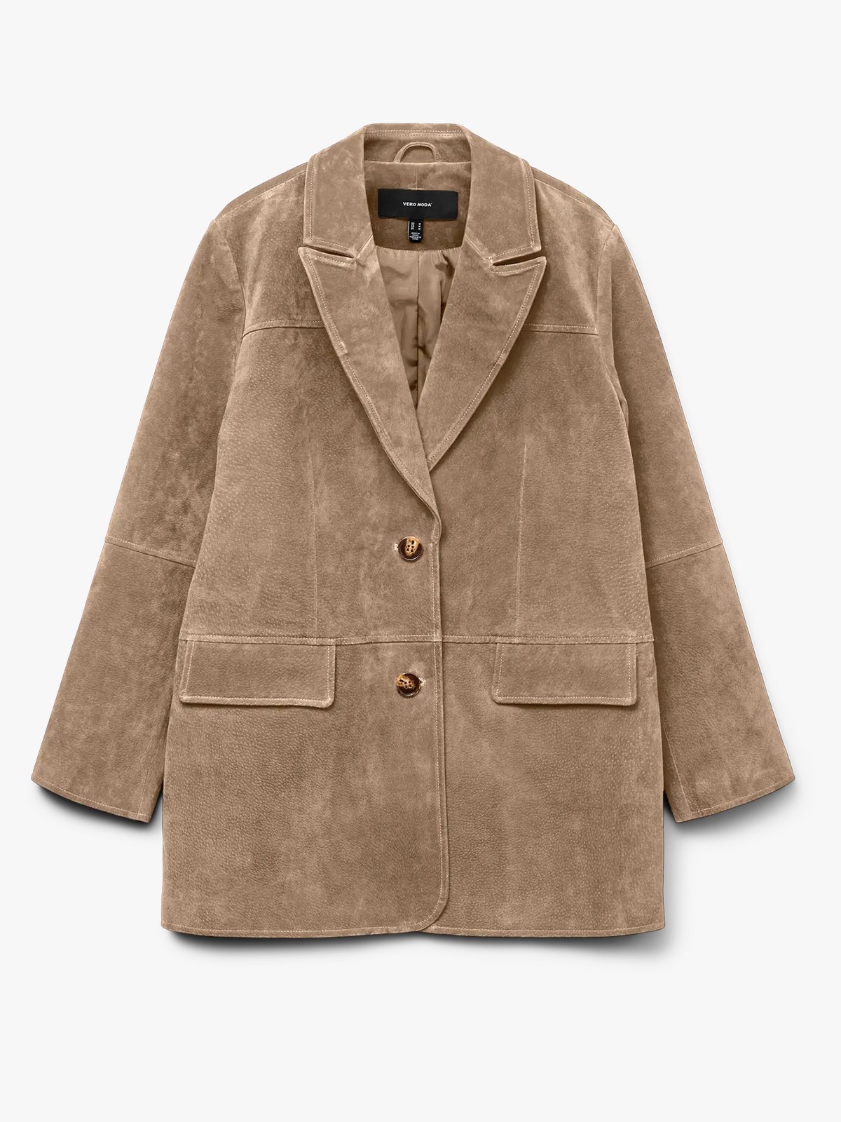 Vero Moda Pernille Long Sleeve Suede Jacket Silver Mink