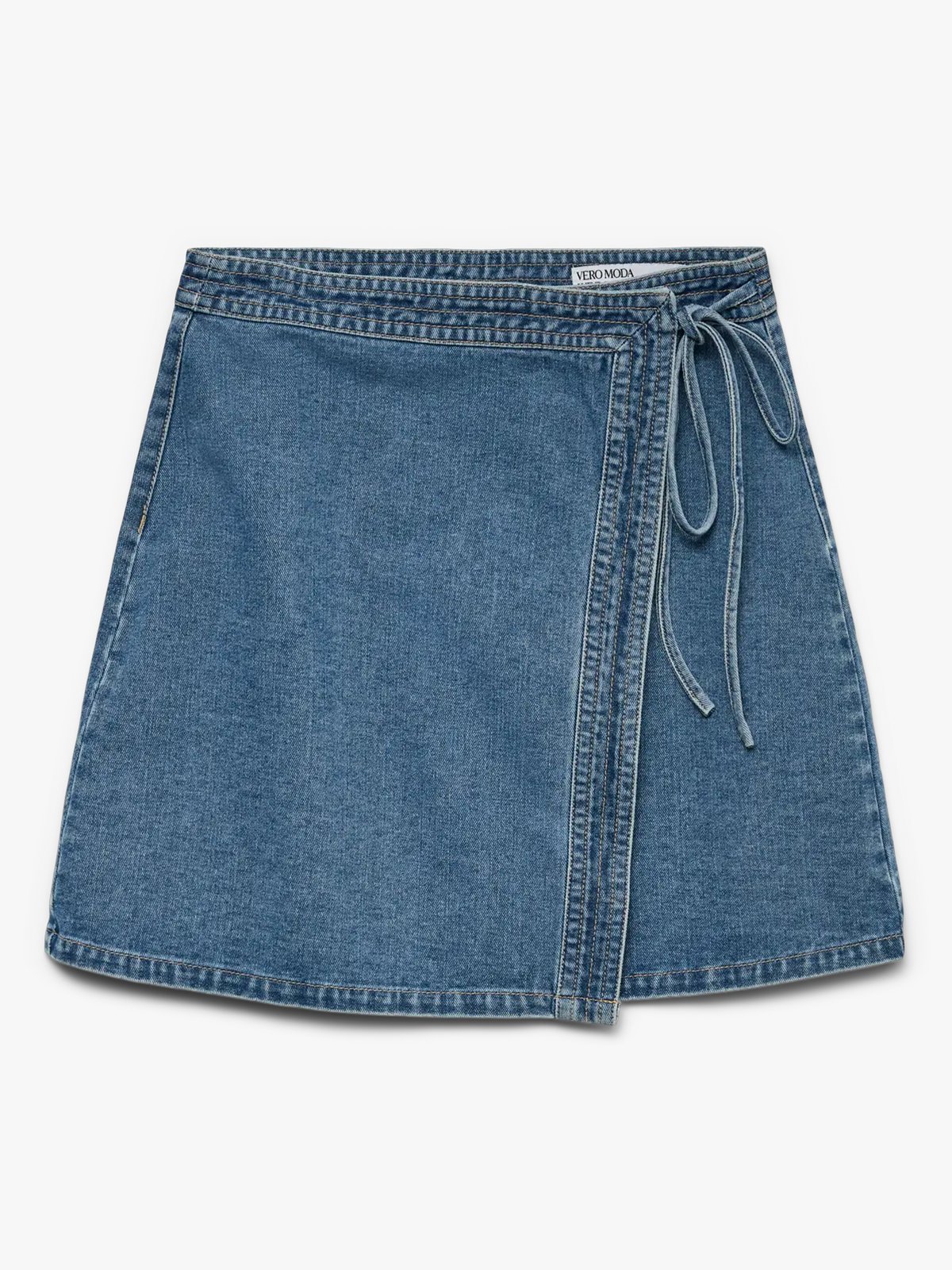 Vero Moda Liza Mid Rise Short Denim Wrap Skirt Medium Blue Denim