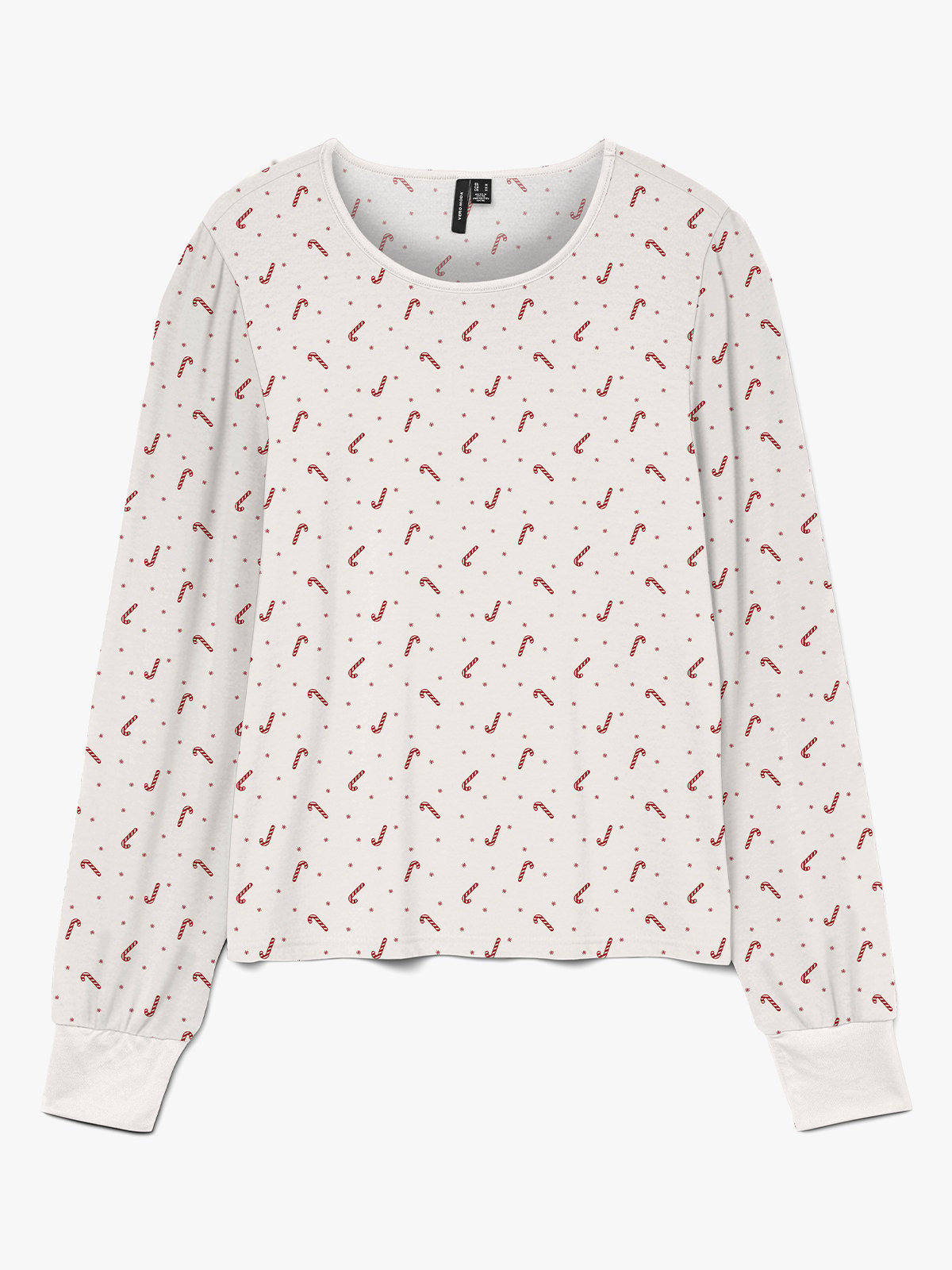 Vero Moda Chris Long Sleeve O-Neck Top XMAS Birch Candy Cane / Biking Red