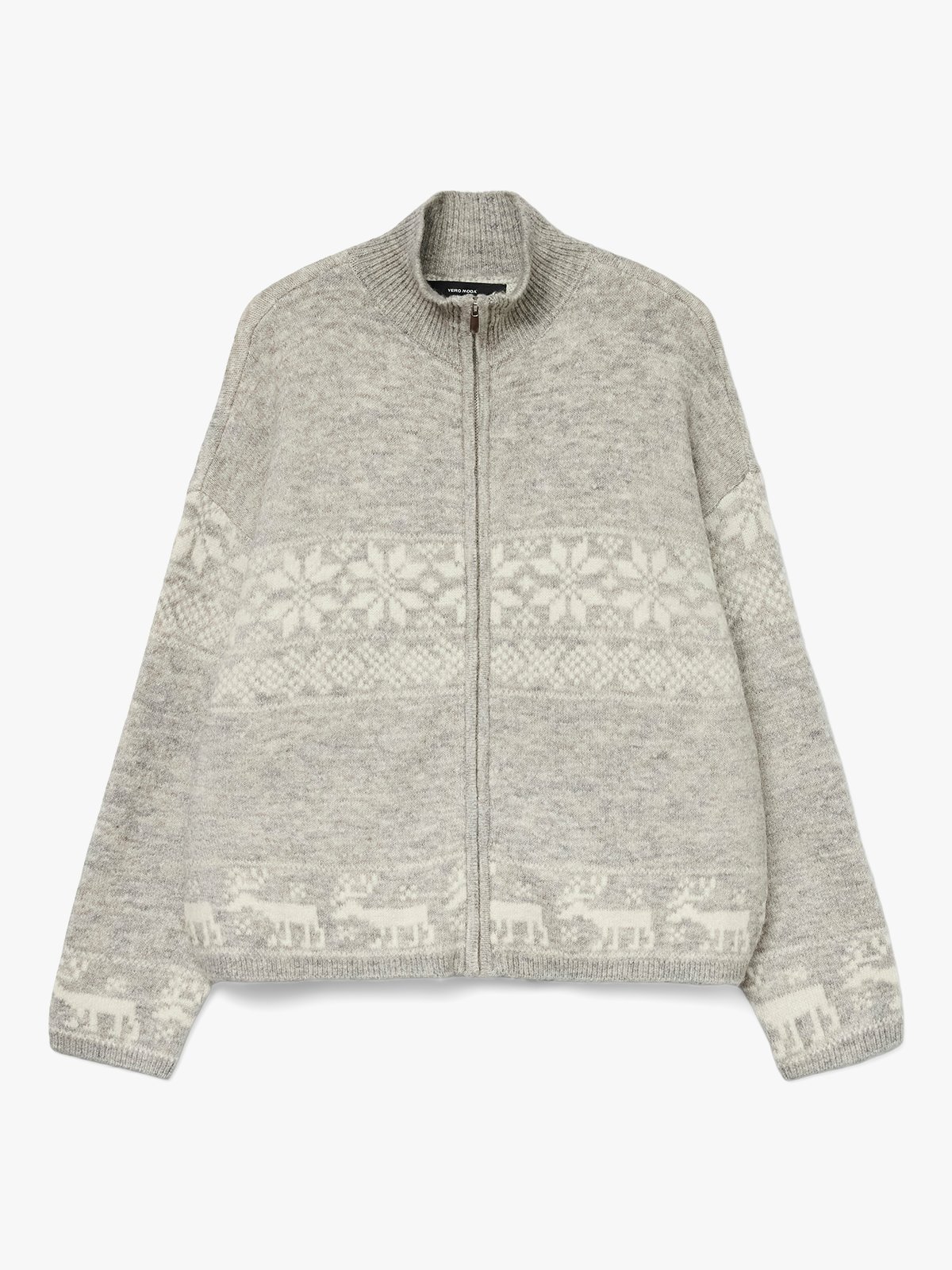 Vero Moda Santa Nordic Long Sleeve O-Neck Cardigan XMAS Light Grey Melange Birch