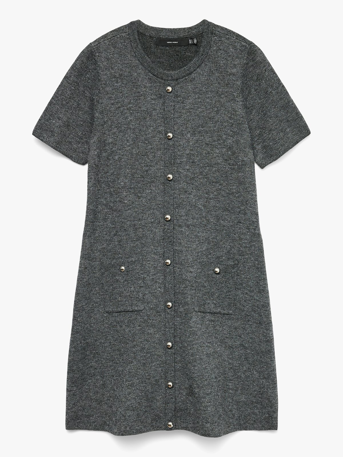 Vero Moda Johanna Short Sleeve O-Neck Dress Medium Grey Melange