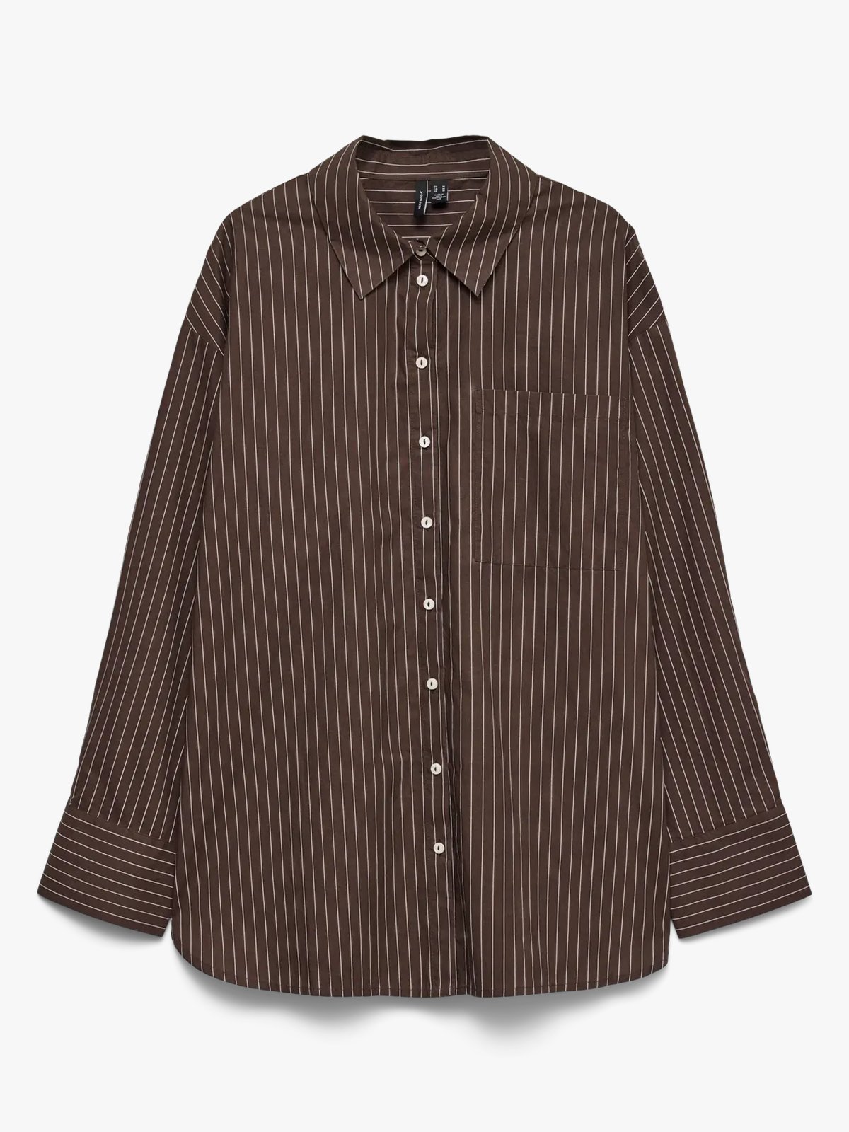 Vero Moda Fanni Long Sleeve Shirt Chocolate Brown SNOW WHITE PINSTRIPE