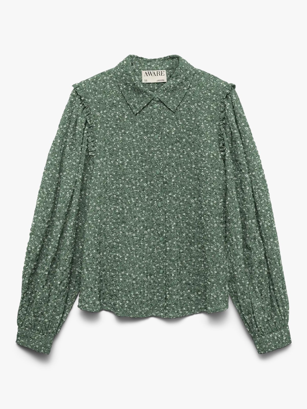 Vero Moda Aware Noelle Long Sleeve Shirt Hedge Green Iceberg Green