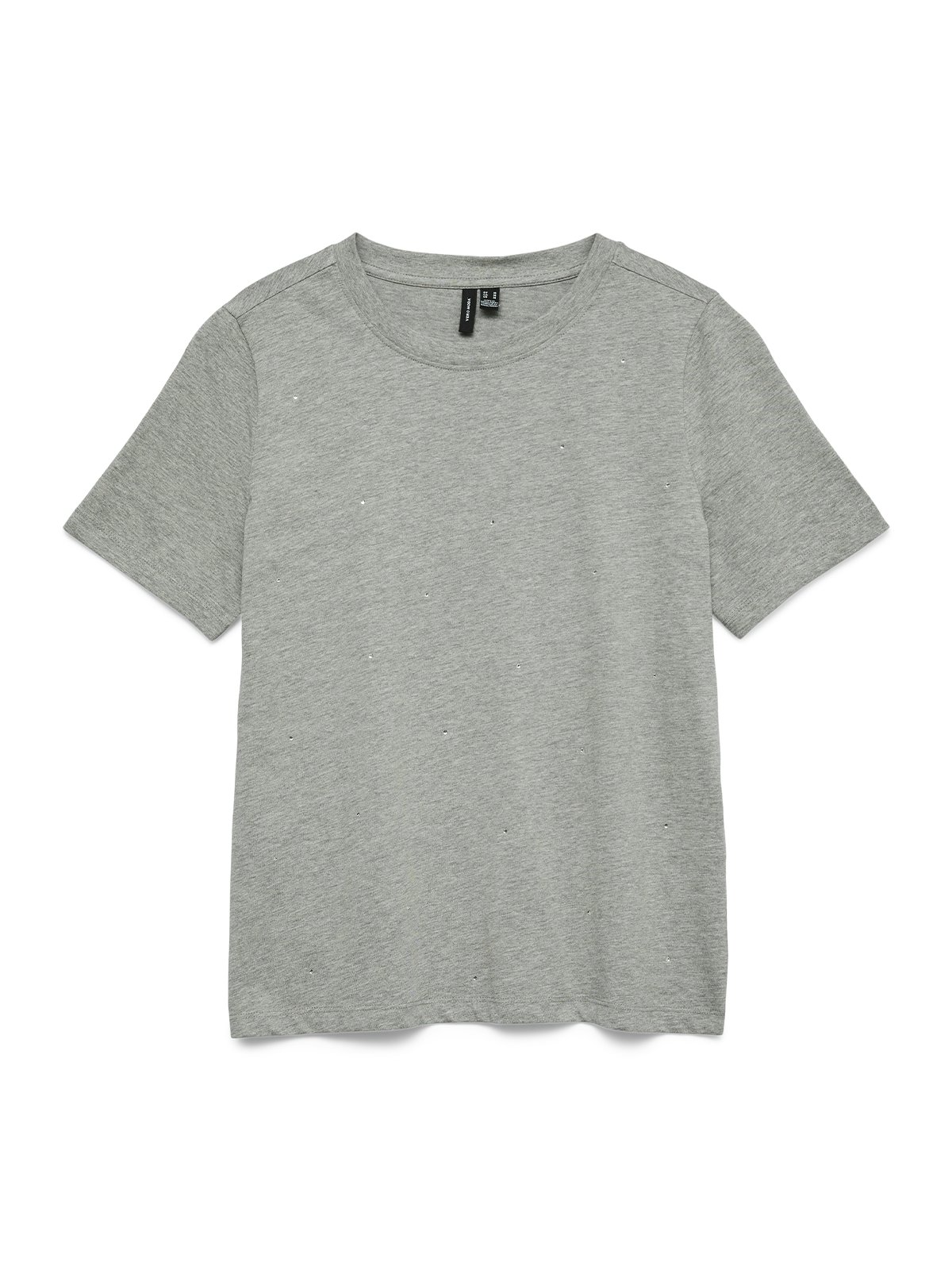 Vero Moda Paulina Detail Short Sleeve T-Shirt Light Grey Melange