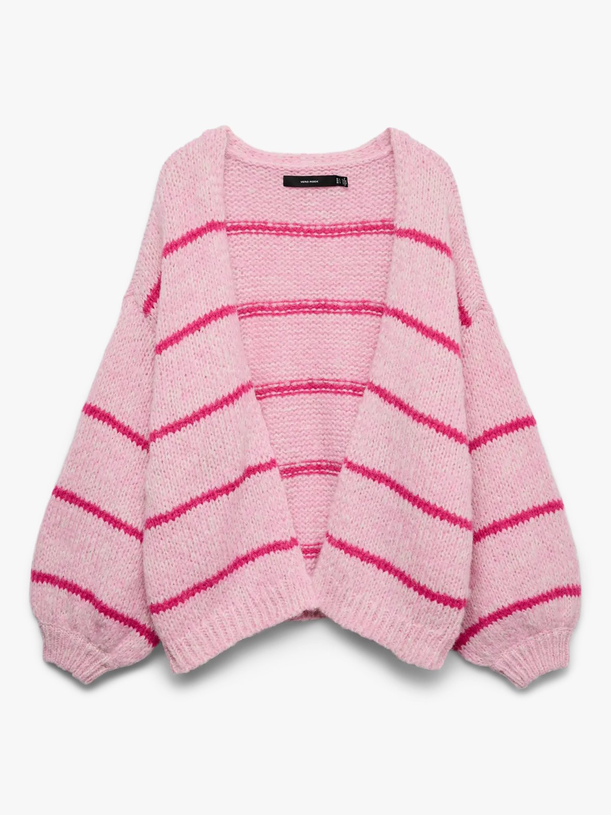 Vero Moda Maybe Art Long Sleeve Open Cardigan Bonbon Stripes W. Birch Melange + Cabaret Stripes