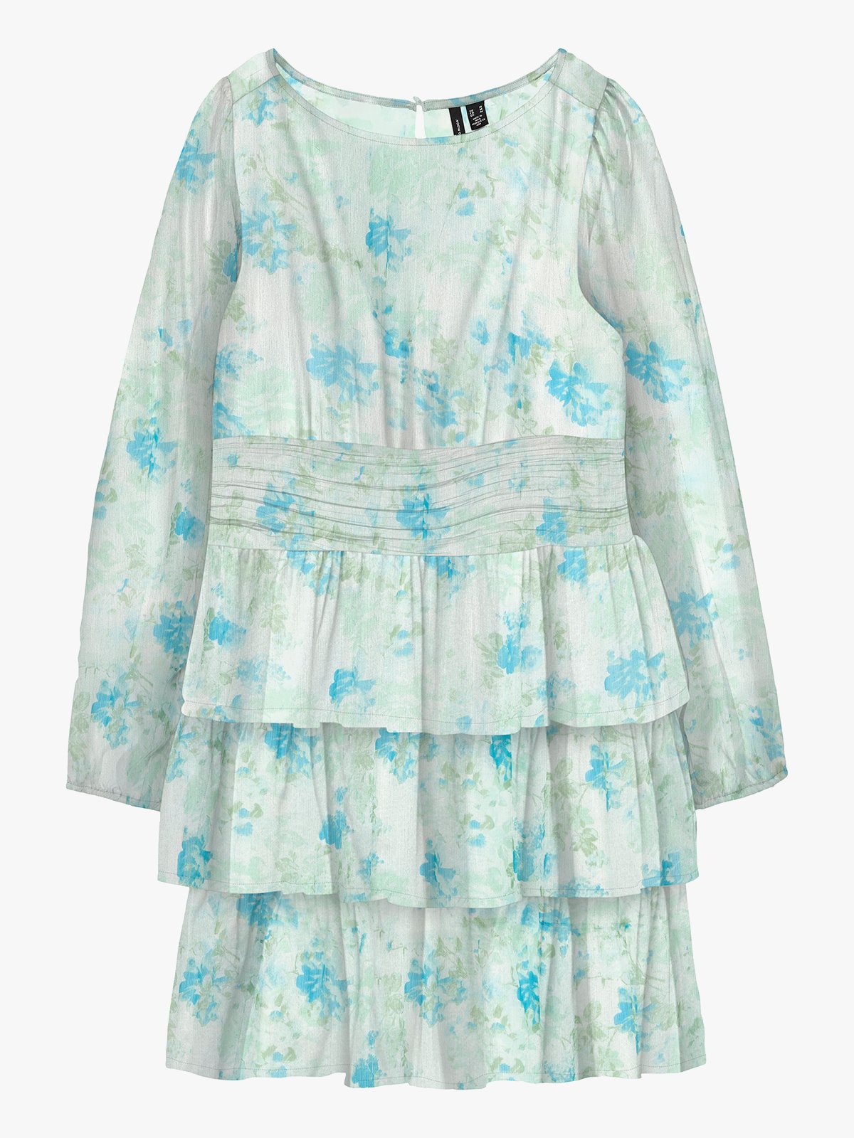 Vero Moda Smilla Long Sleeve Short Layer Dress Snow White Blue brit