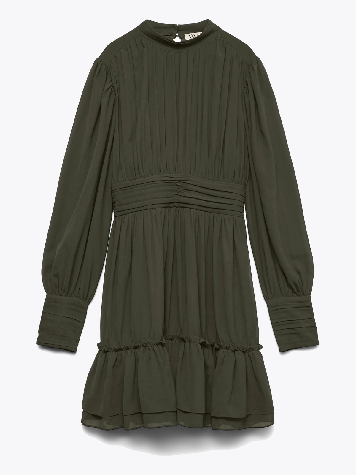 Vero Moda Aware Birdia Long Sleeve High Neck Short Dress Forest Night