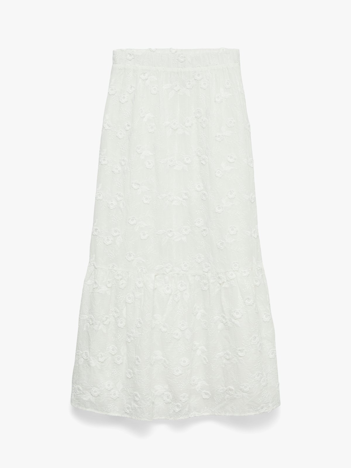 Vero Moda Elisa Embroidery High Waist Maxi Skirt Bright White Embroidery
