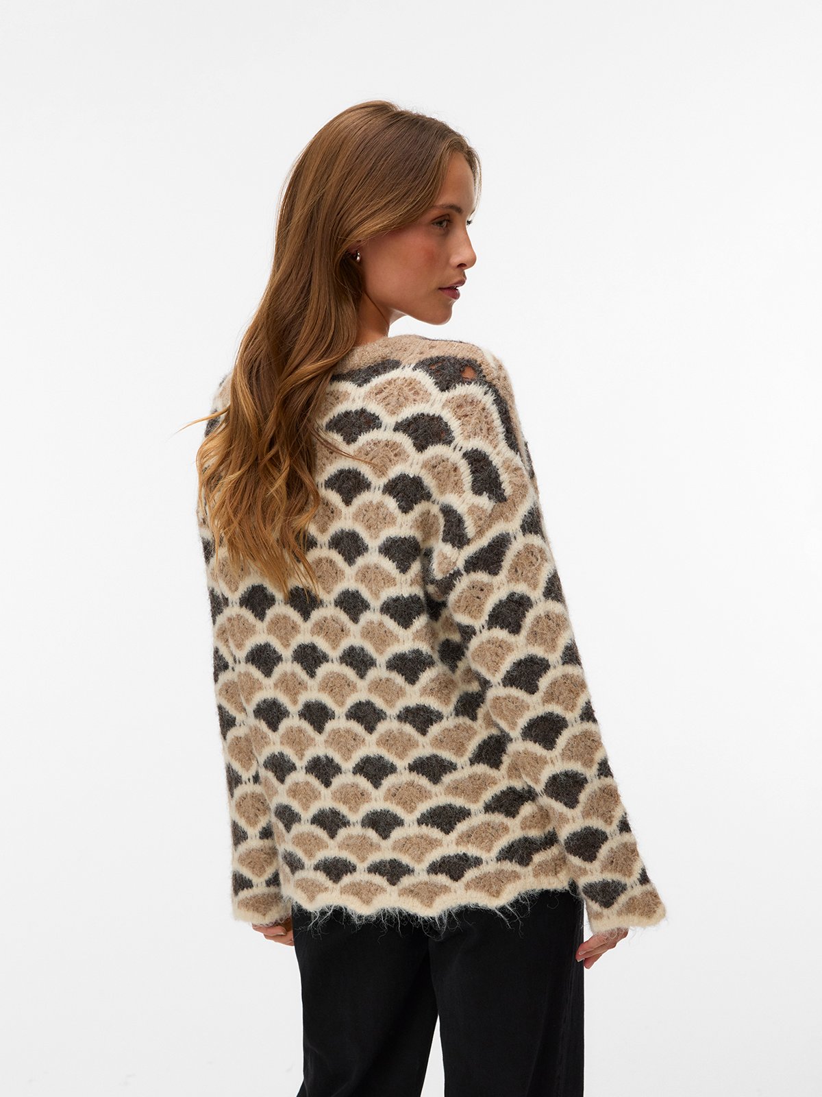 Vero Moda Annabelle Long Sleeve O-Neck Pullover Silver Mink / Chocolate Torte / Birch