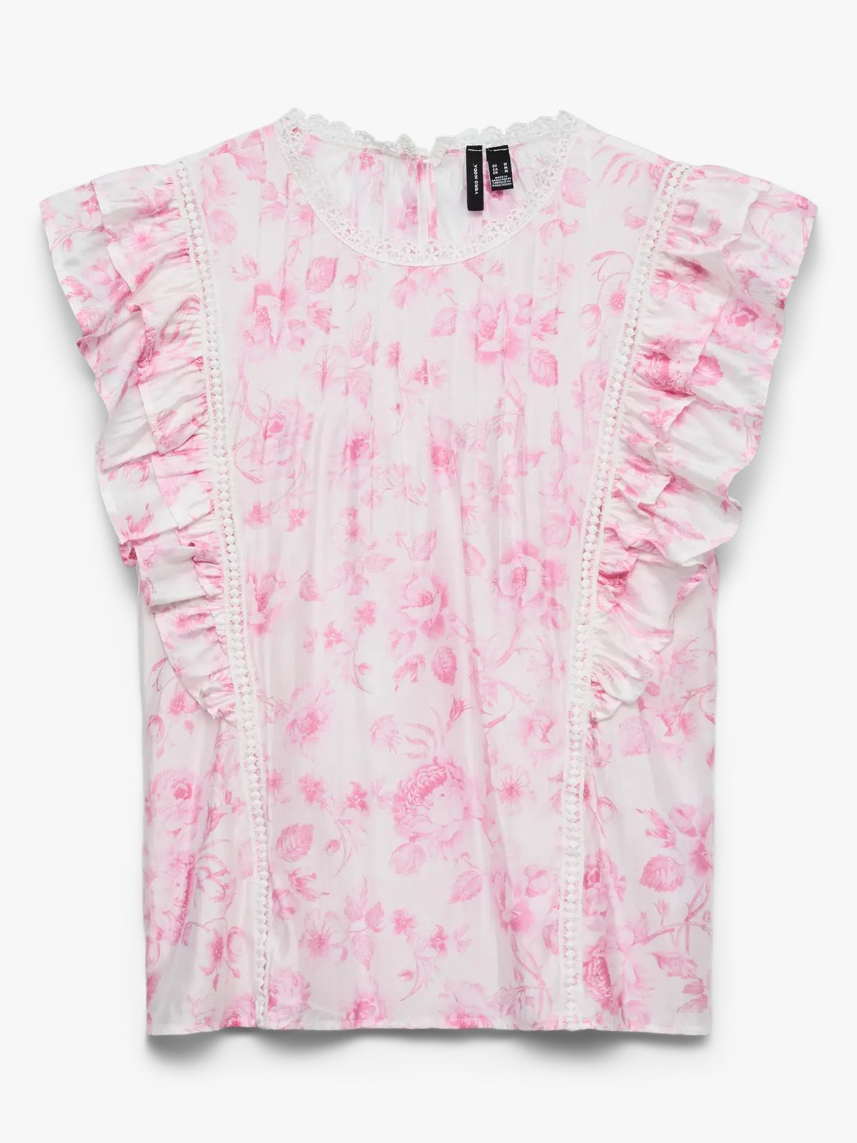 Vero Moda Bliss Short Sleeve Detail Top Snow White Pink emma