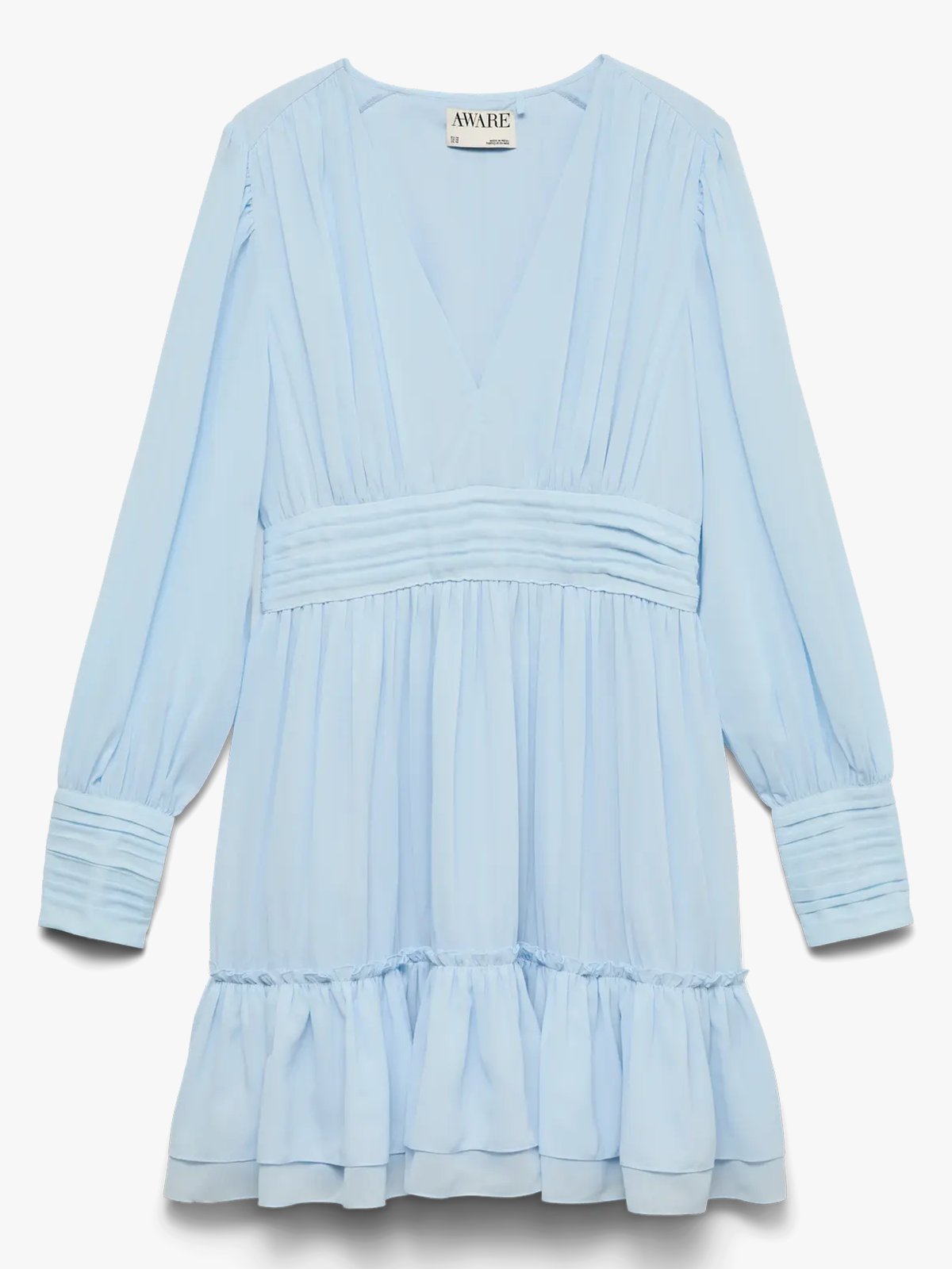 Vero Moda Birdia Long Sleeve V-Neck Short Dress Nantucket Breeze