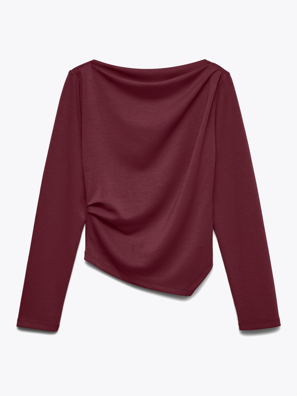 Vero Moda Mille Long Sleeve Boatneck Short Top Windsor Wine