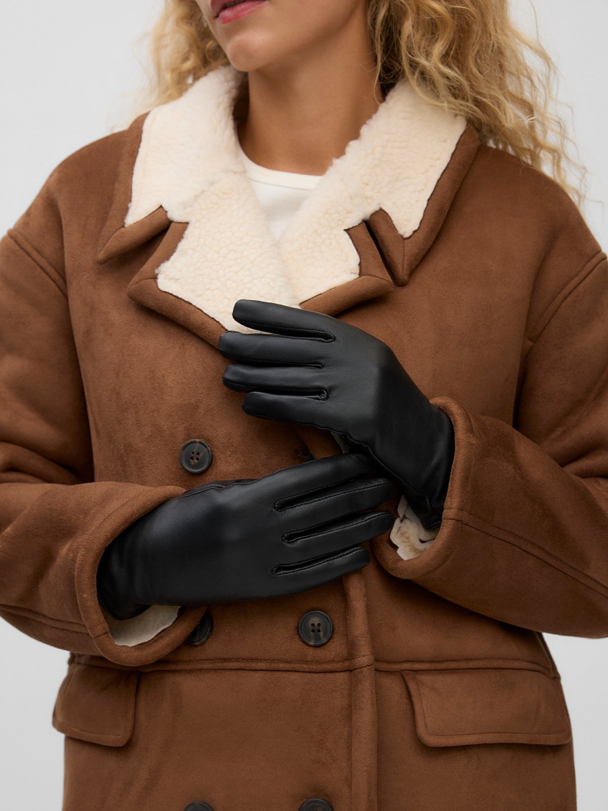 Vero Moda Mary Leather Gloves Black