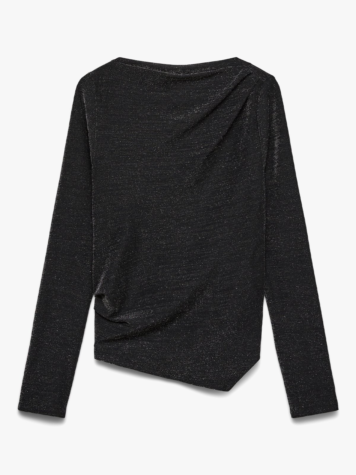 Vero Moda Mille Long Sleeve Boatneck Lurex Short Top Black