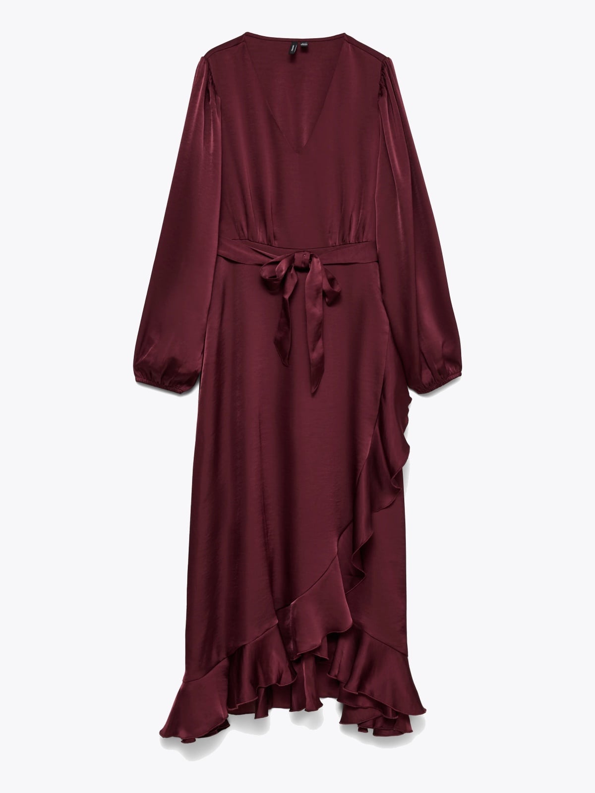 Vero Moda Miro Long Sleeve 7/8 V-Neck Dress Windsor Wine