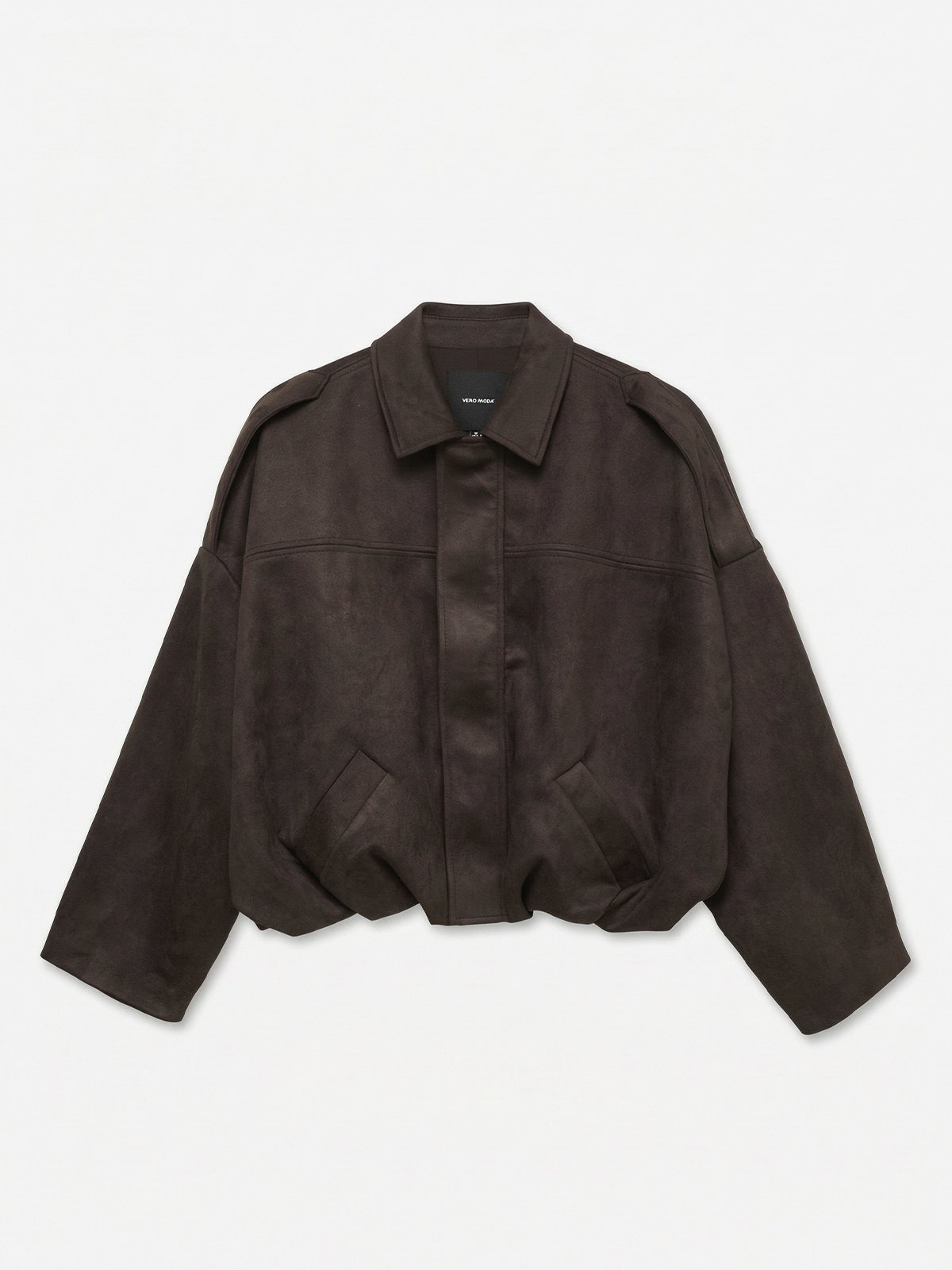 Vero Moda Hazel Long Sleeve Faux Suede Bomber Jacket Chocolate Torte
