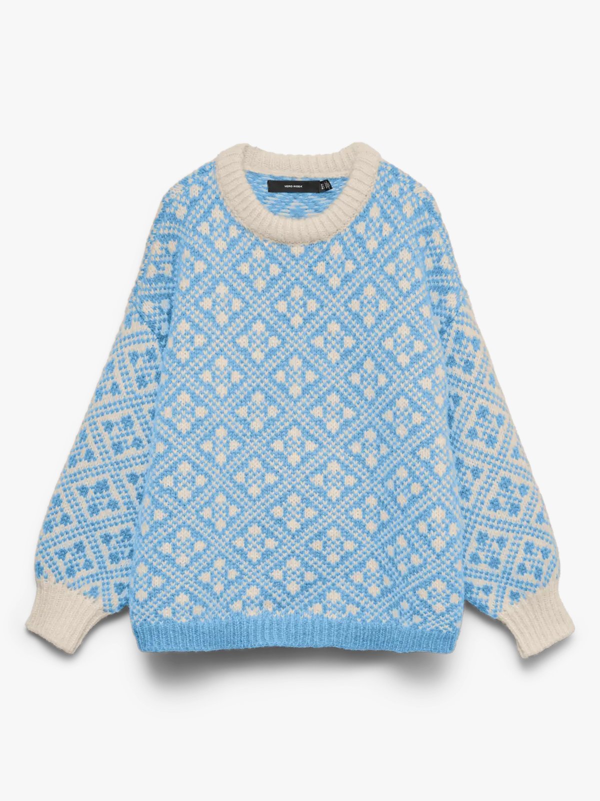 Vero Moda Inga Long Sleeve O-Neck Oversized Pullover Birch w. Dutch Canal