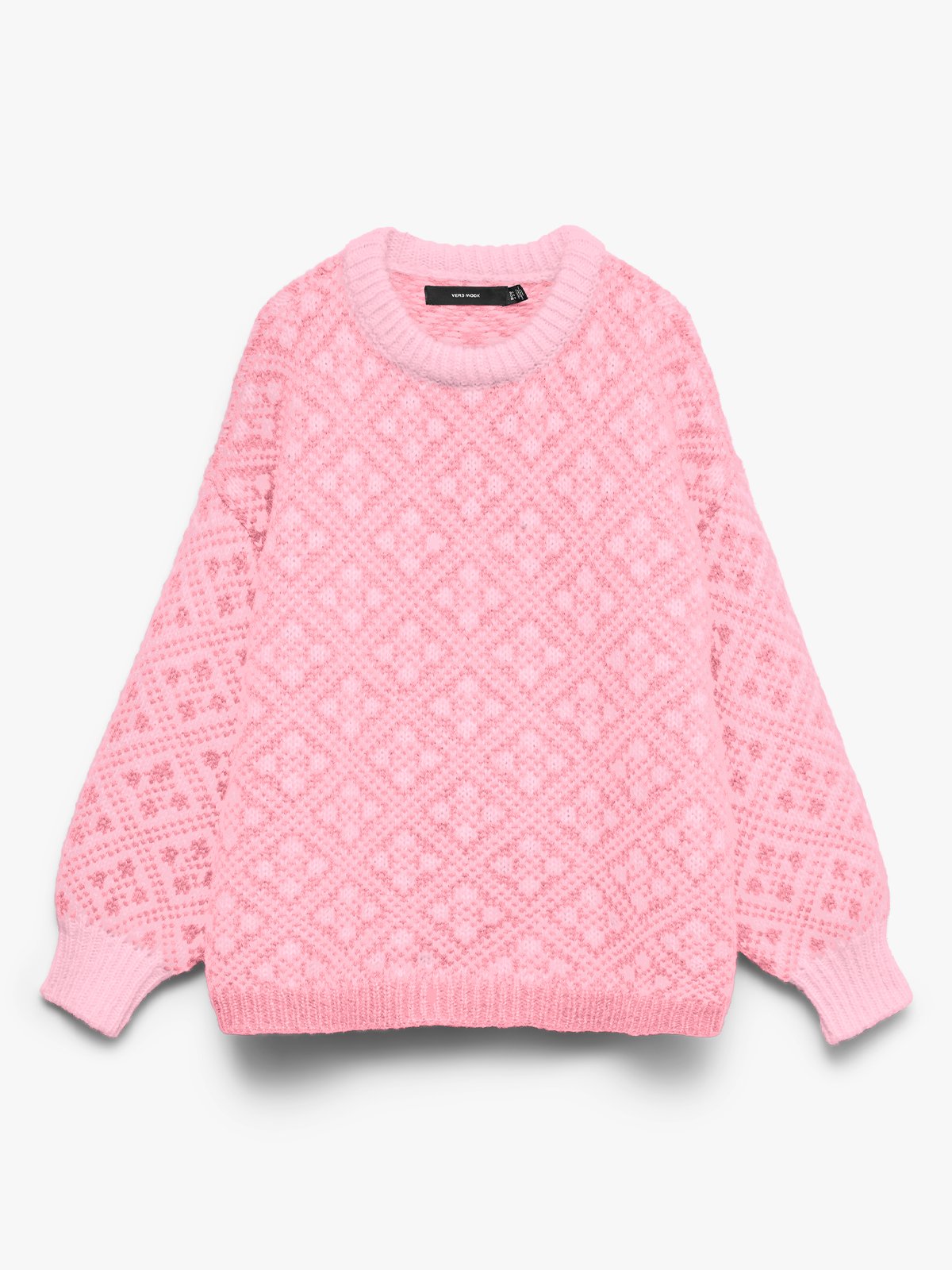 Vero Moda Inga Long Sleeve O-Neck Oversized Pullover Pink-A-Boo W. Pink Cherub