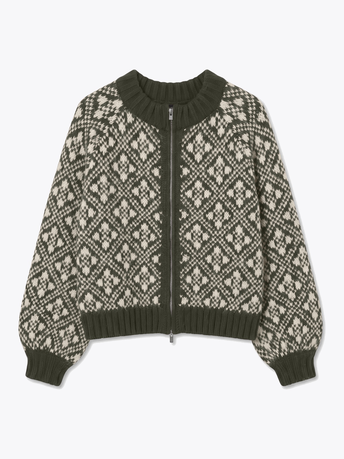 Vero Moda Inga Long Sleeve O-Neck Zip Cardigan Forest Night W. Oil Green