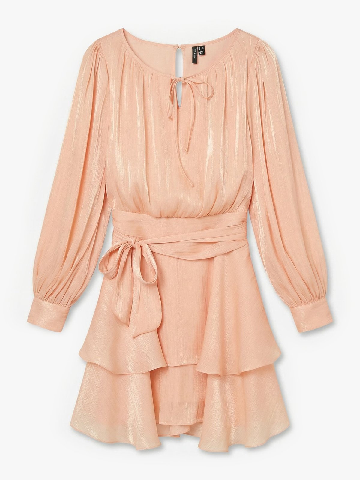 Vero Moda Elisa Long Sleeve Detail Short Dress Orange Chiffon