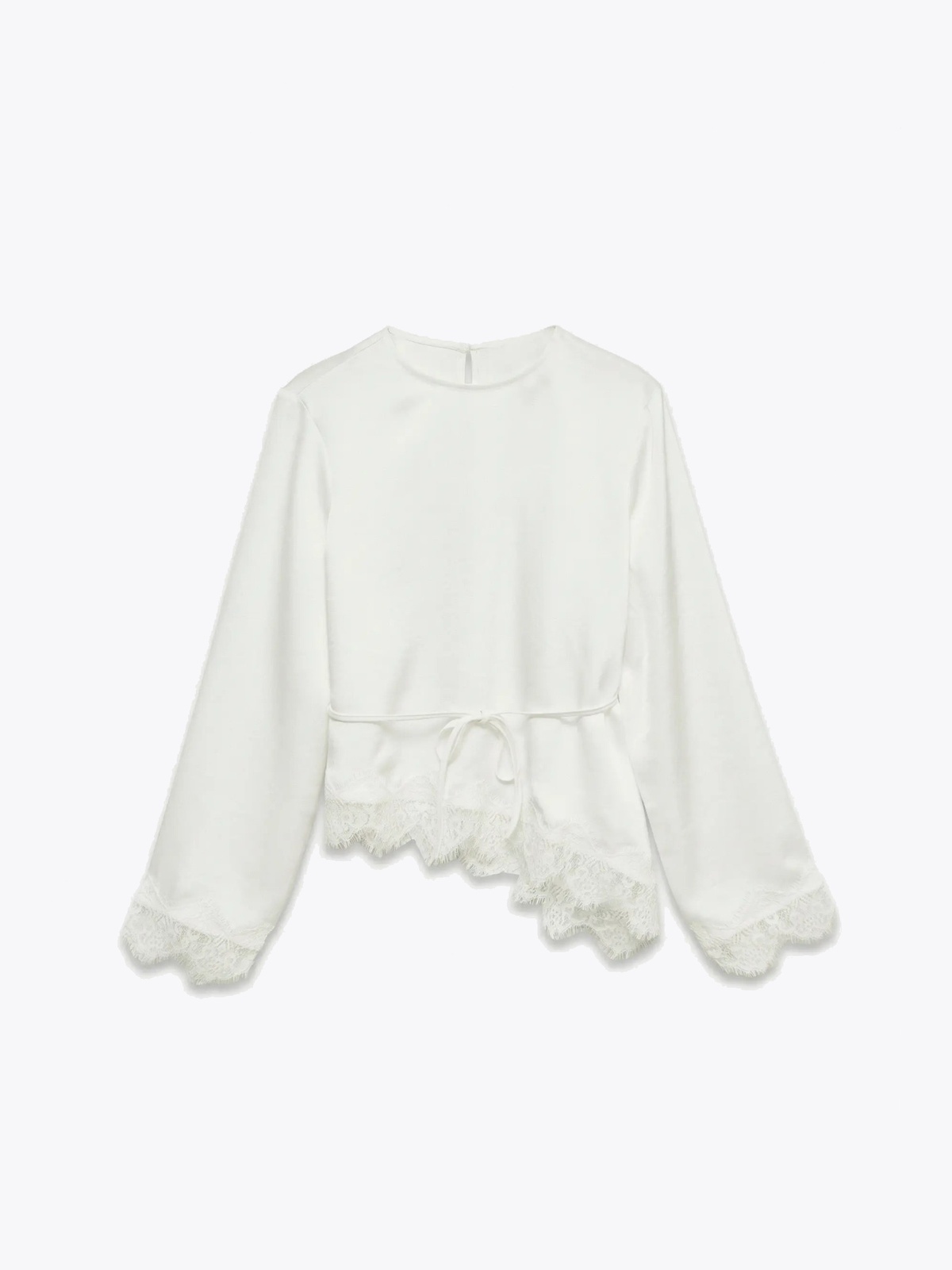 Vero Moda Miro Long Sleeve Lace Top Snow White DTM lace