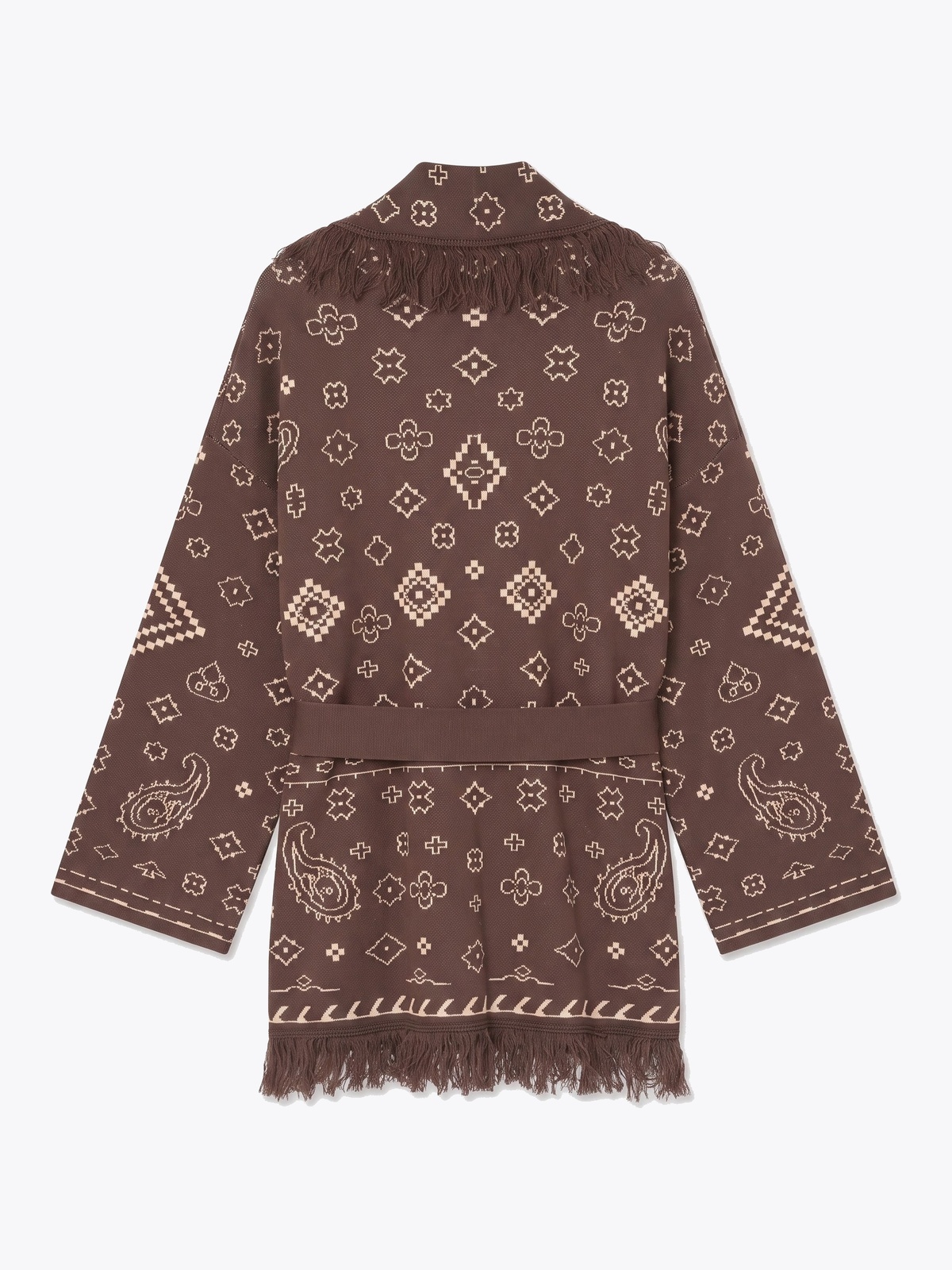 Vero Moda Scarlette Long Sleeve Tassle Jacquard Cardigan Chocolate Martini Silver Gray / Birch