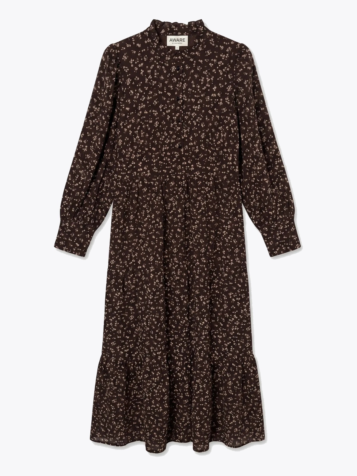 Vero Moda Aware Noelle Long Sleeve High Neck Ankle Dress Brun