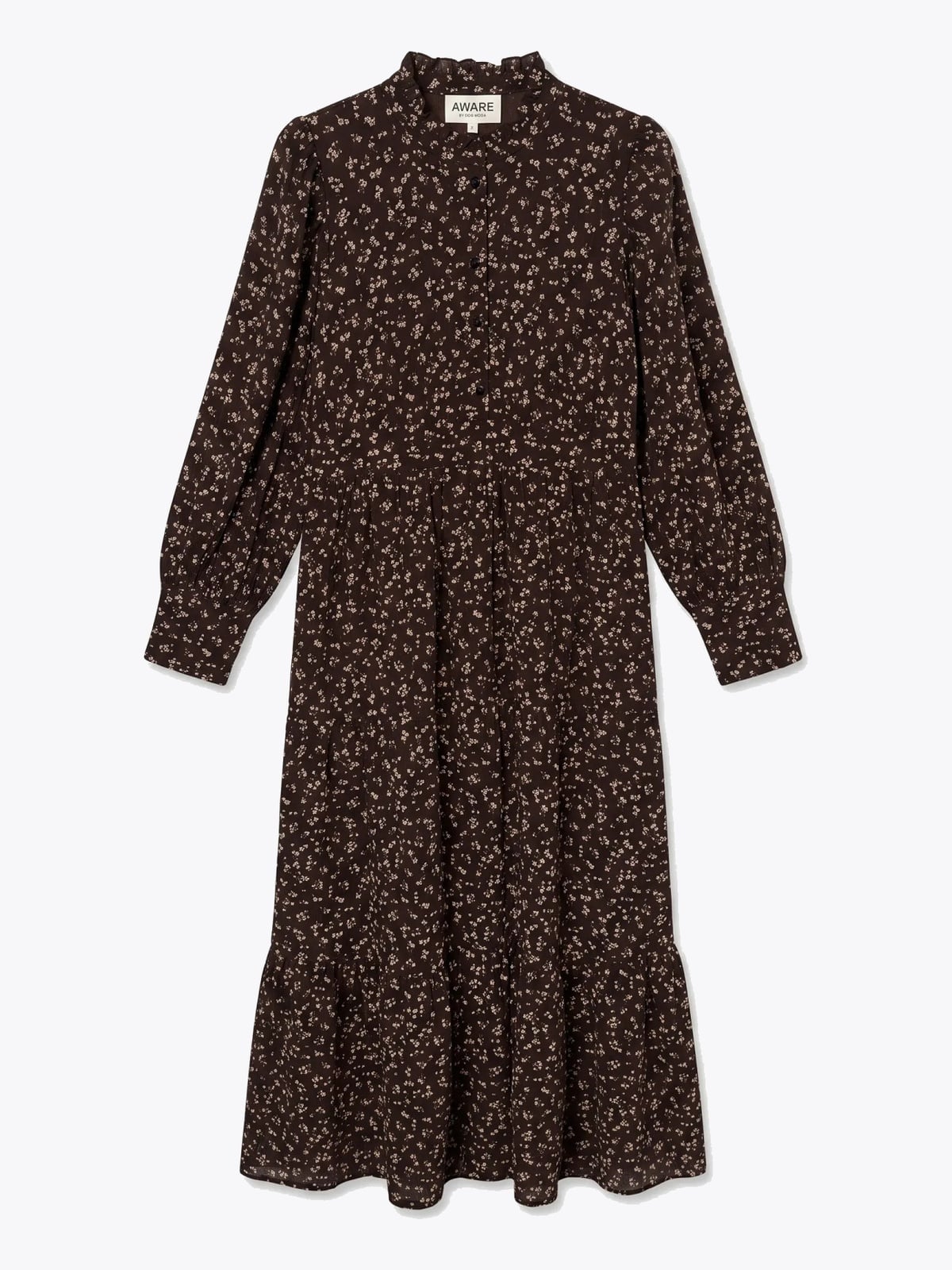 Vero Moda Aware Noelle Long Sleeve High Neck Ankle Dress Brun