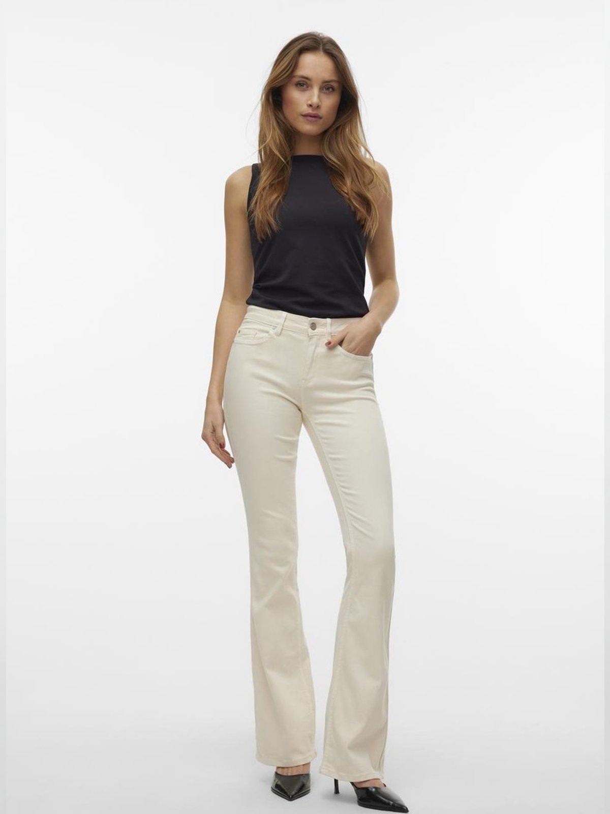 Vero Moda Flash Flared Jeans Ecru