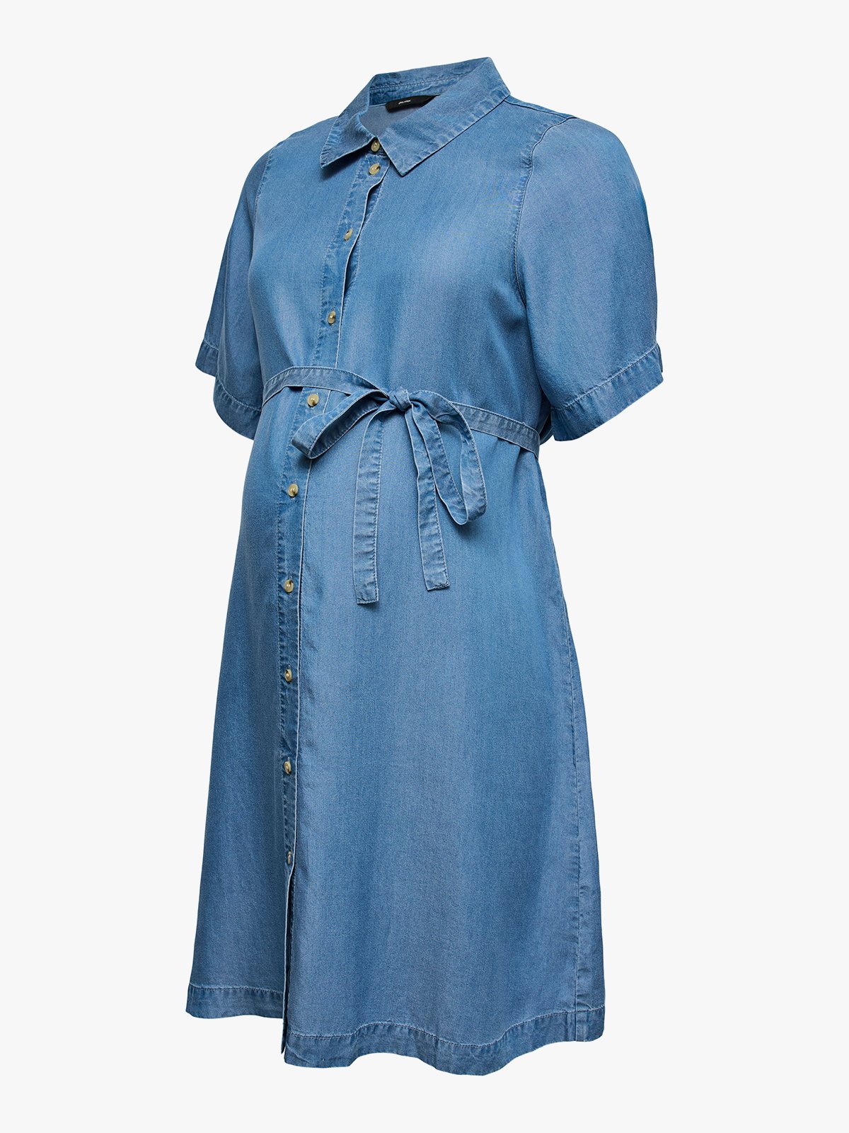 Vero Moda Maternity Bree Short Sleeve Short Tencel Shirt Dress Medium Blue Denim
