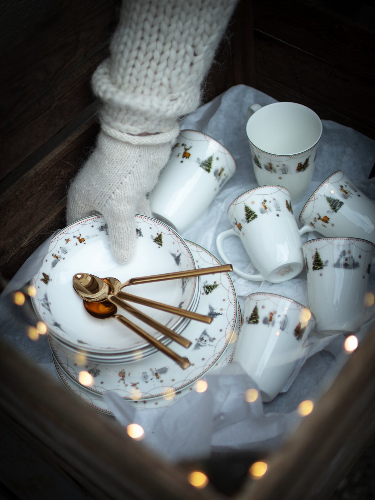 Wik - Walsøe Julemorgen Story kopp med skål 20 cl Flerfarget