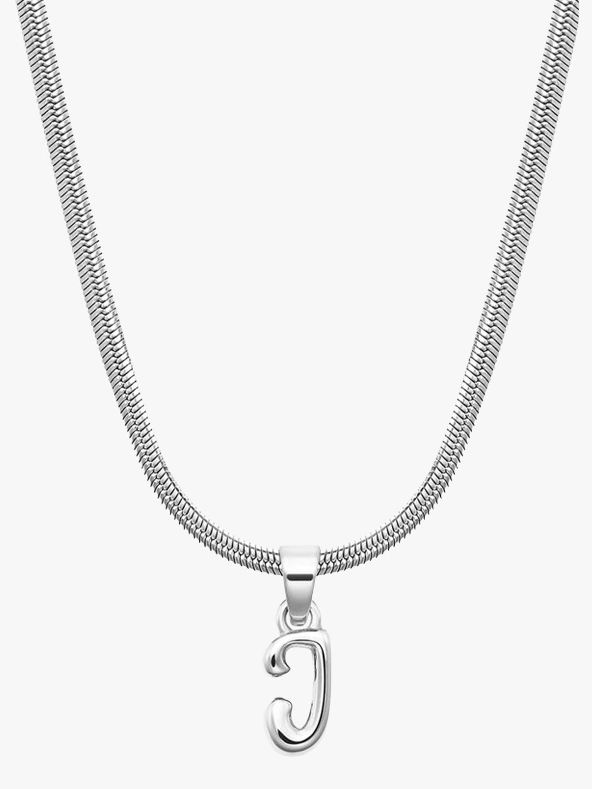 Who Is She Bone Letter Necklace Silver Bokstav: J