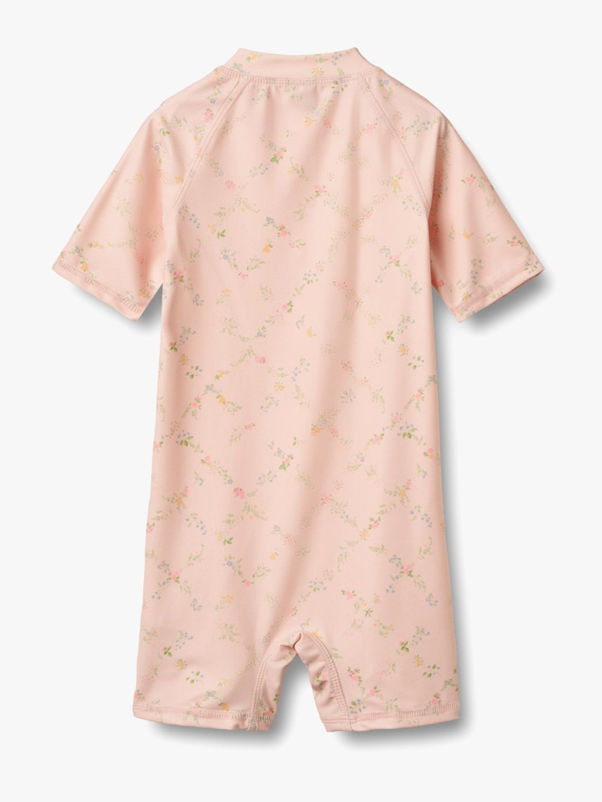 Wheat Swimsuit Short Sleeve Cas Powder Checked Flowers