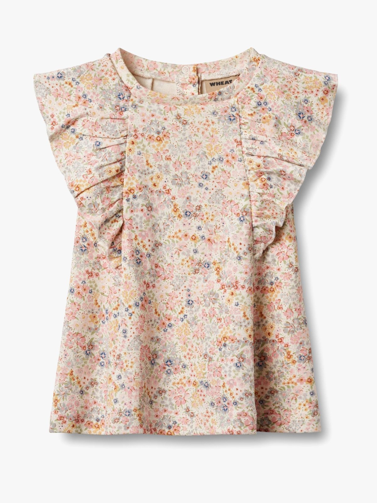 Wheat Jersey Dress Ruffle Shirley Bright Flowers