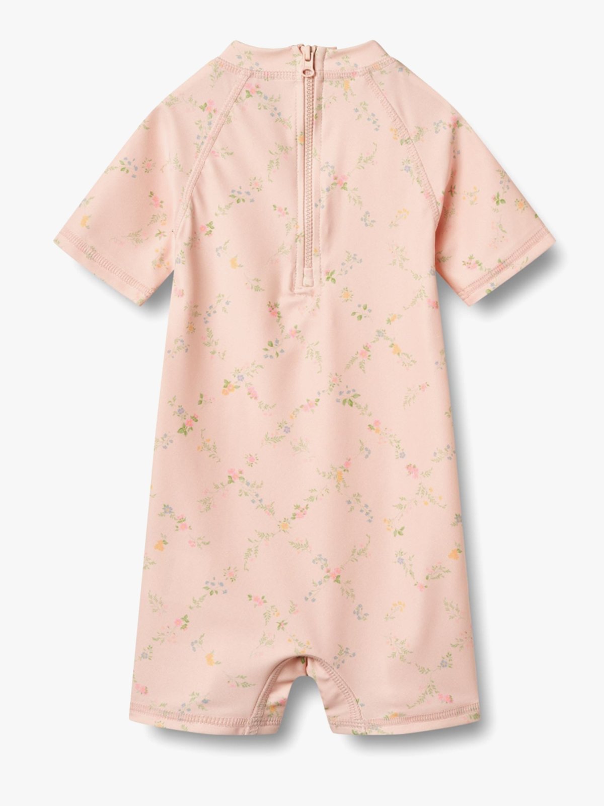 Wheat Swimsuit Short Sleeve Cas Powder Checked Flowers