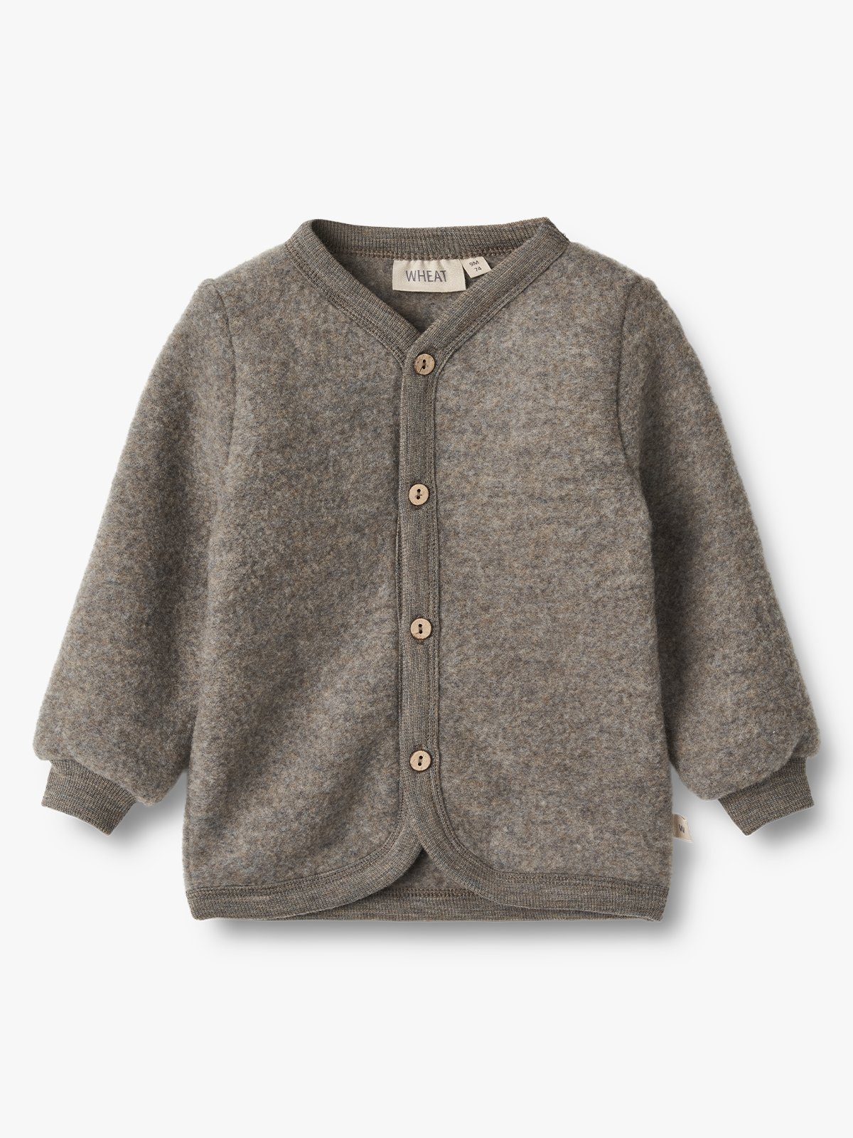 Wheat Wool Fleece Cardigan Kari Brown Melange