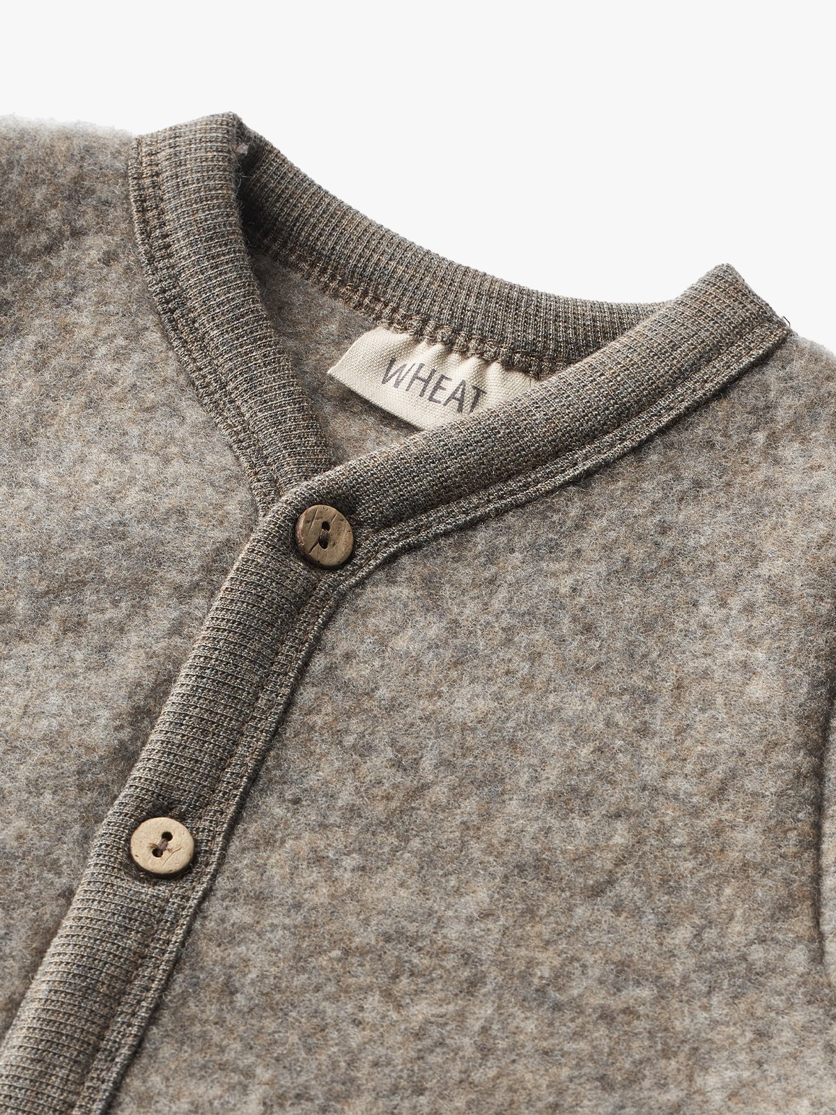 Wheat Wool Fleece Cardigan Kari Brown Melange