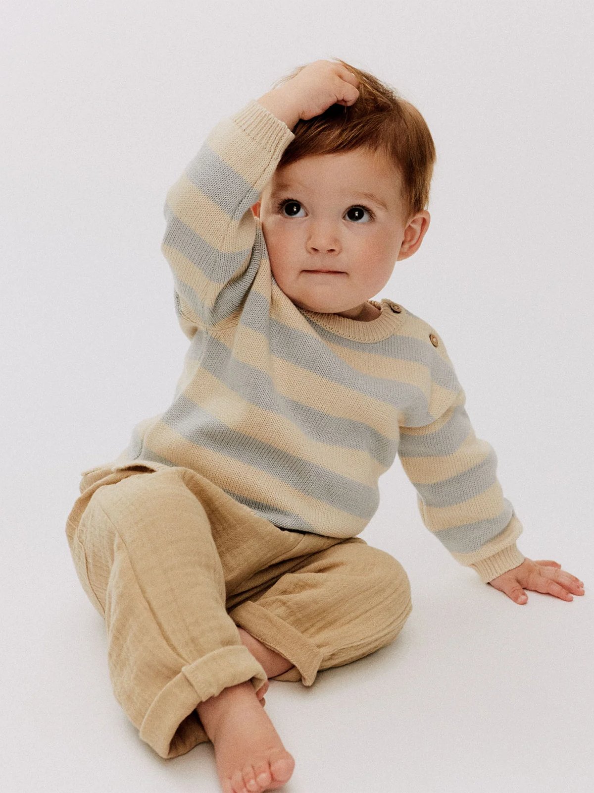 Wheat Knit Pullover Morgan Blue Stripe